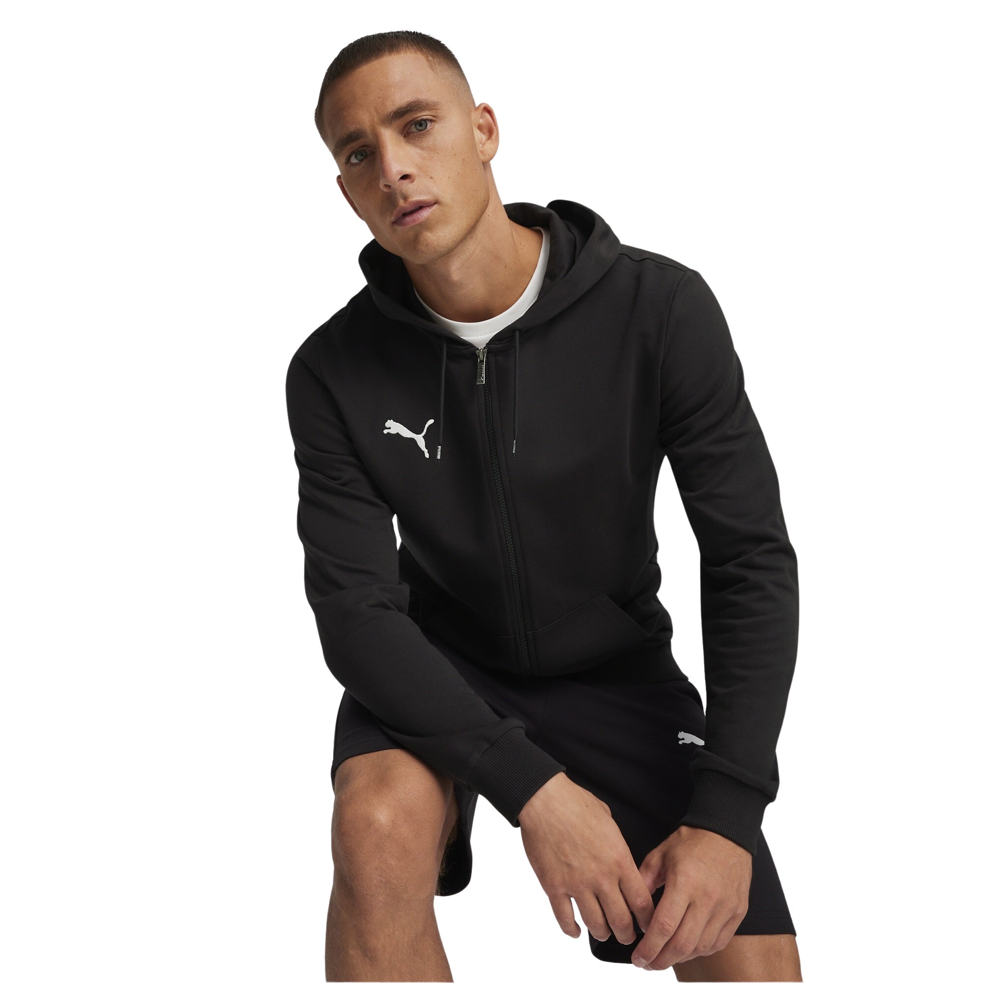 PUMA TeamGOAL Casuals Hooded Vest Zwart Wit PUMA TeamGOAL Casuals Hooded Vest Zwart Wit