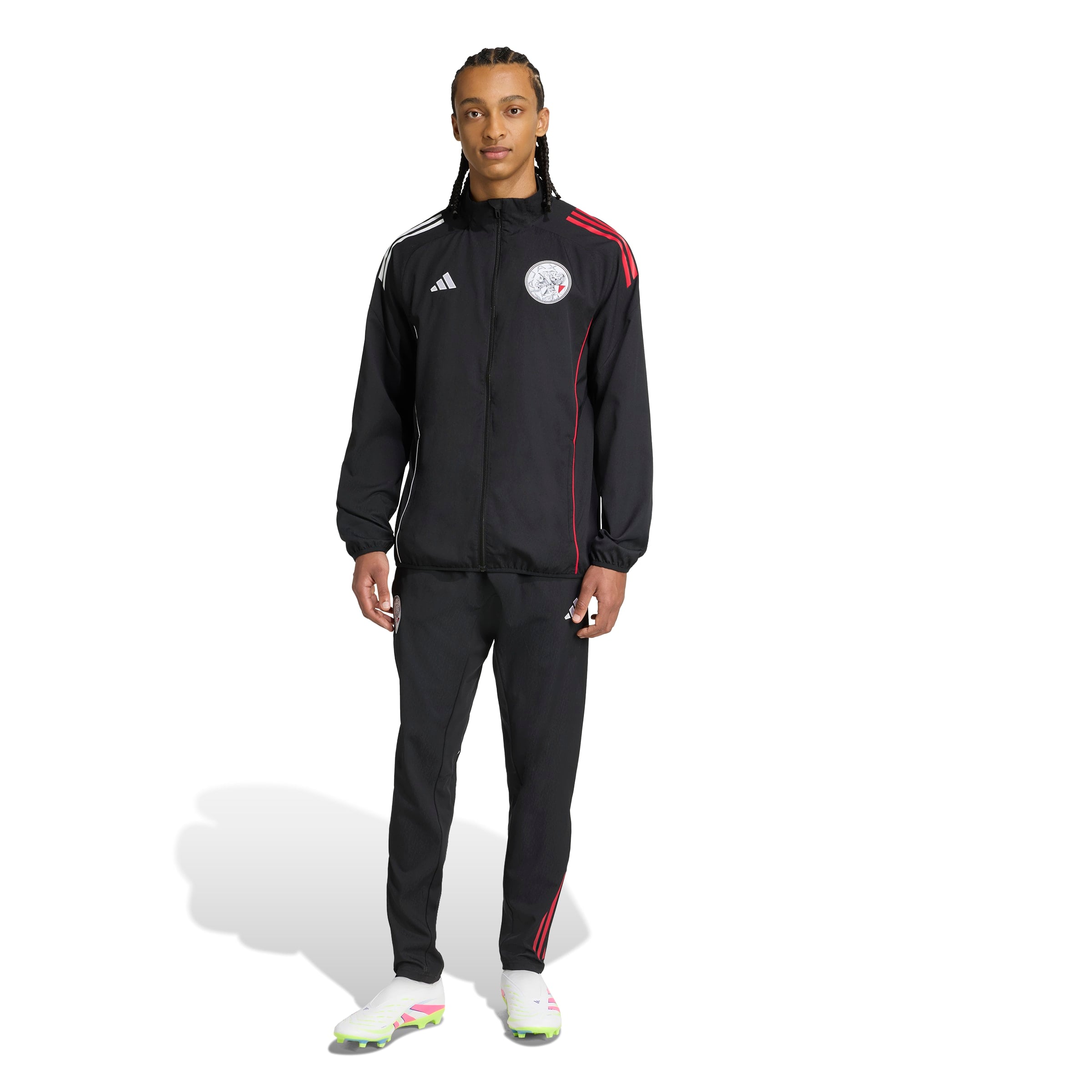 Adidas Ajax Presentatie Trainingspak Full-Zip 2025-2026 Zwart Wit Rood Adidas Ajax Presentatie Trainingspak Full-Zip 2025-2026 Zwart Wit Rood