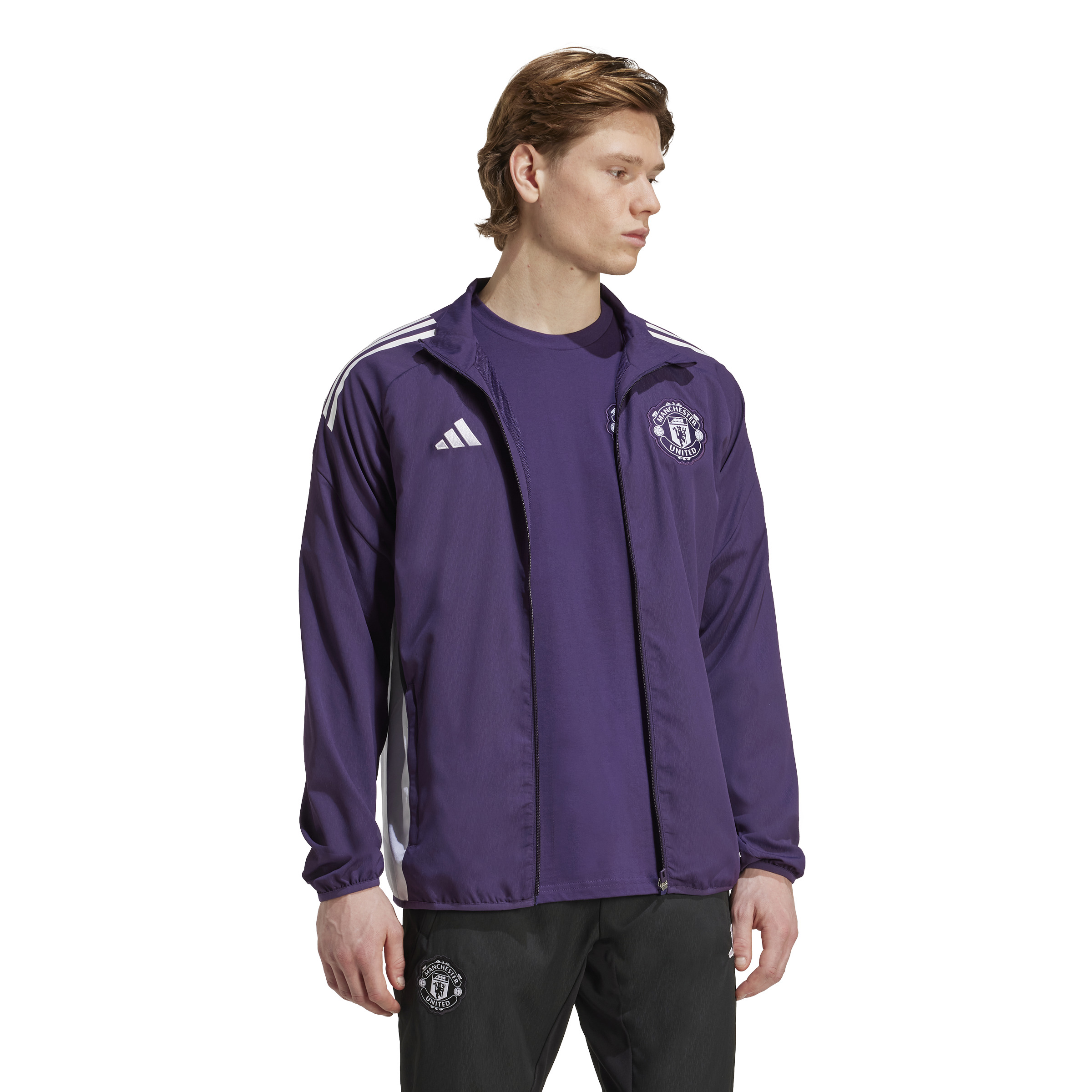Adidas Manchester United Presentatie Trainingspak Full-Zip 2025-2026 Paars Zwart Wit Adidas Manchester United Presentatie Trainingsjack 2025-2026 Paars Wit Zwart - foto 2