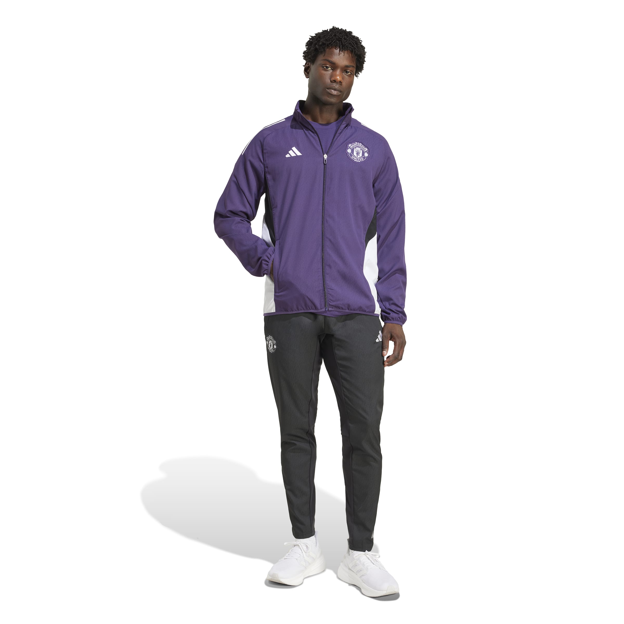 Adidas Manchester United Presentatie Trainingspak Full-Zip 2025-2026 Paars Zwart Wit Adidas Manchester United Presentatie Trainingspak Full-Zip 2025-2026 Paars Zwart Wit