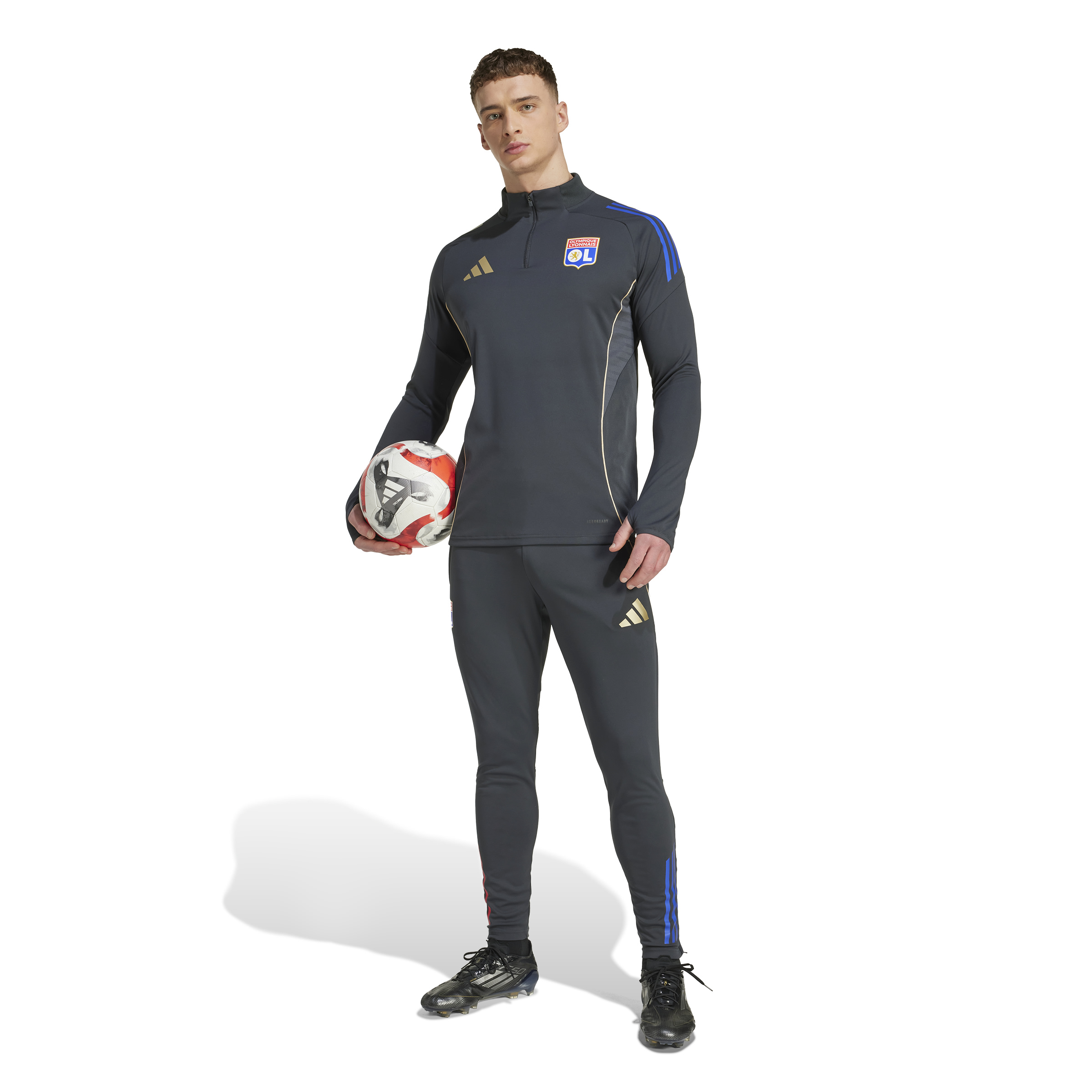 Adidas Olympique Lyon Trainingsbroek 2025-2026 Donkergrijs Goud Rood Blauw Adidas Olympique Lyon Trainingsbroek 2025-2026 Donkergrijs Goud Rood Blauw - Afbeelding 6
