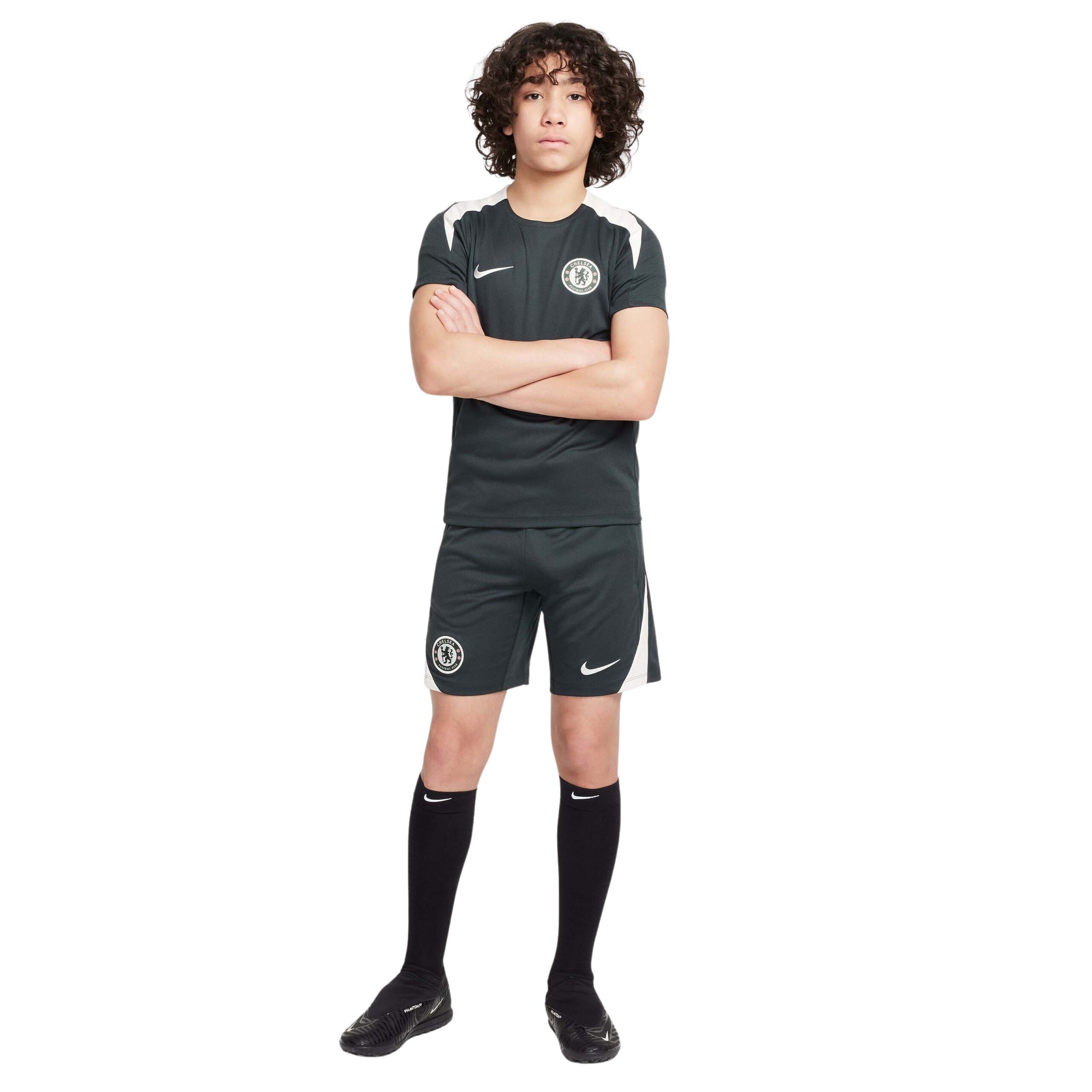 Nike Chelsea Strike Trainingsset 2025-2026 Kids Donkergroen Wit Nike Chelsea Strike Trainingsset 2025-2026 Kids Donkergroen Wit