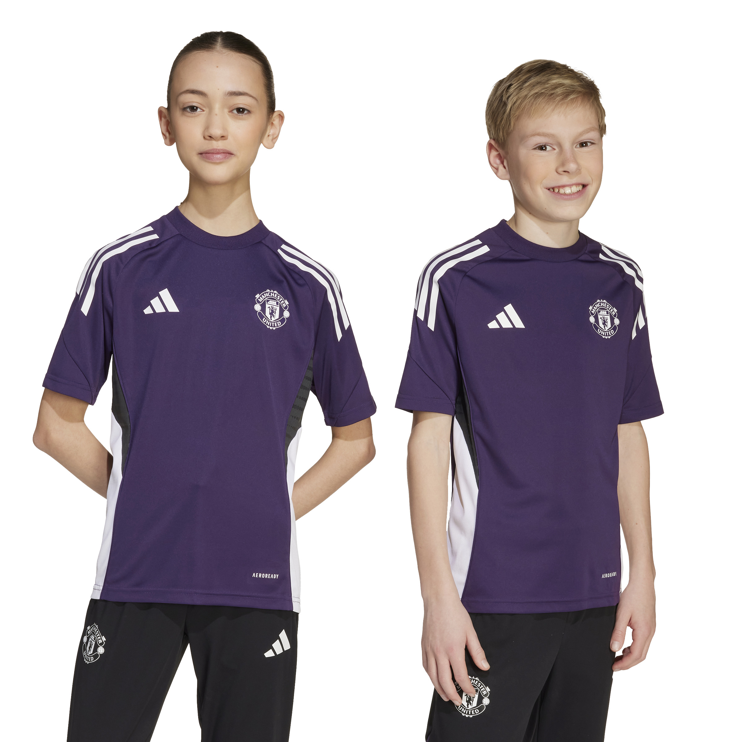 Adidas Manchester United Trainingsset 2025-2026 Kids Paars Zwart Wit Adidas Manchester United Trainingsshirt 2025-2026 Kids Paars Wit Zwart - foto 6