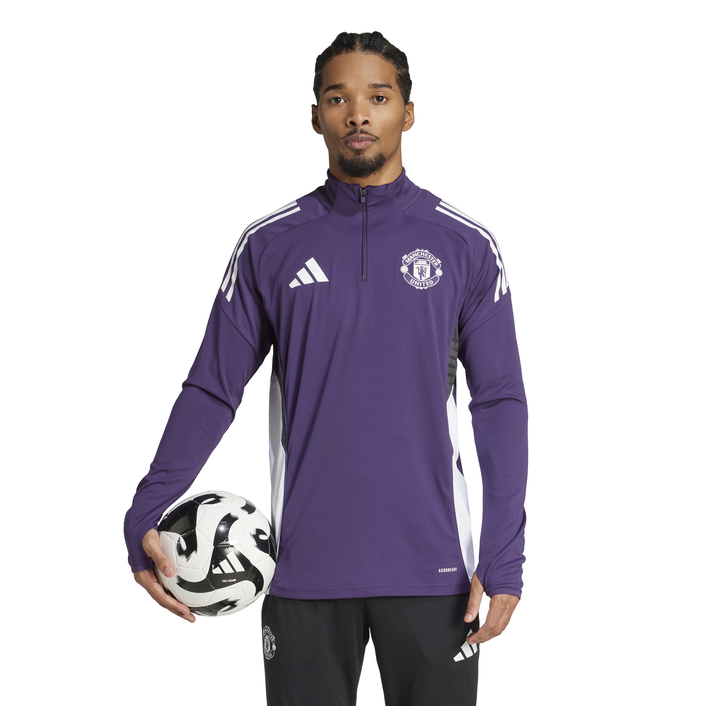 Adidas Manchester United Trainingstrui 1/4-Zip 2025-2026 Paars Wit Zwart Adidas Manchester United Trainingstrui 1/4-Zip 2025-2026 Paars Wit Zwart