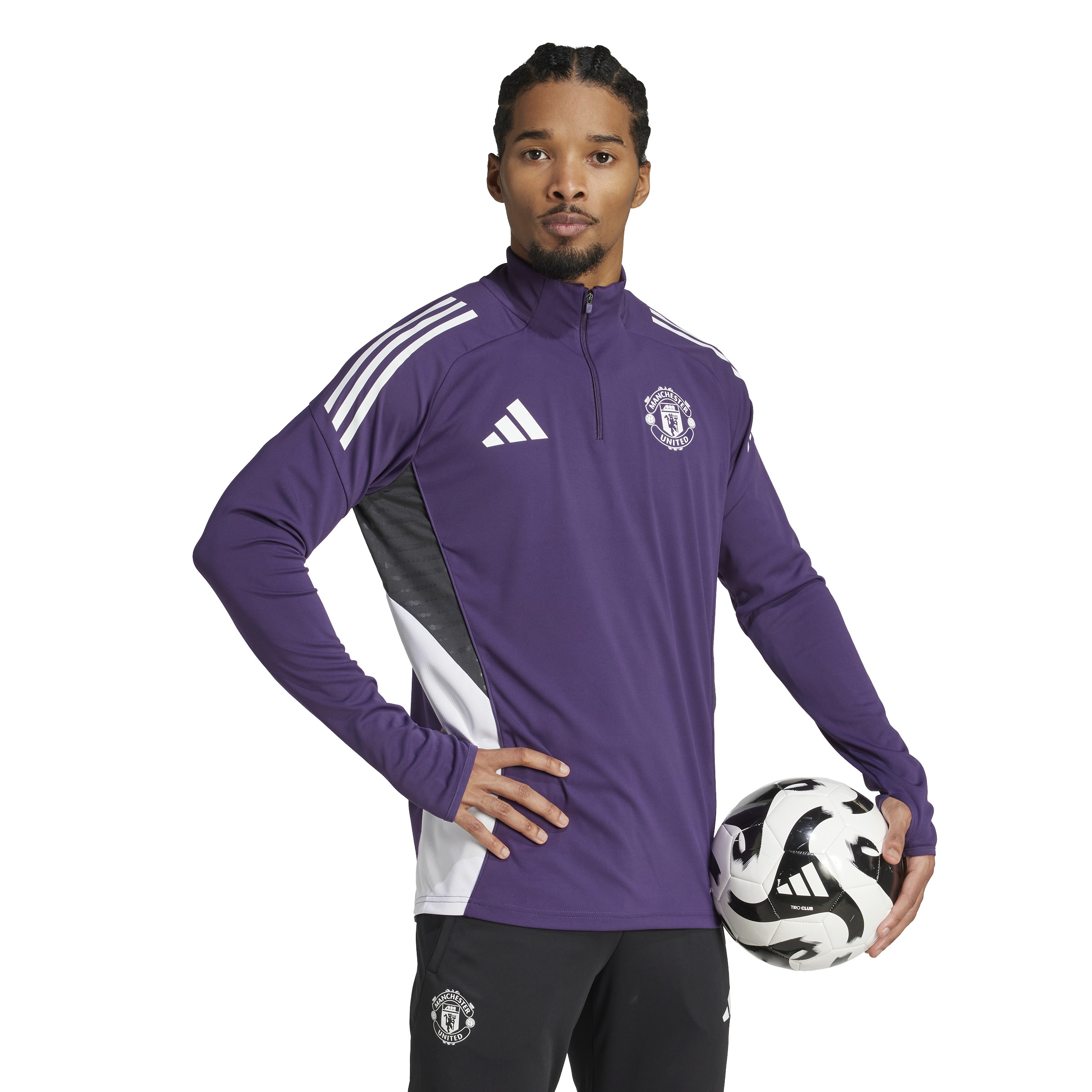Adidas Manchester United Trainingstrui 1/4-Zip 2025-2026 Paars Wit Zwart Adidas Manchester United Trainingstrui 1/4-Zip 2025-2026 Paars Wit Zwart - foto 2