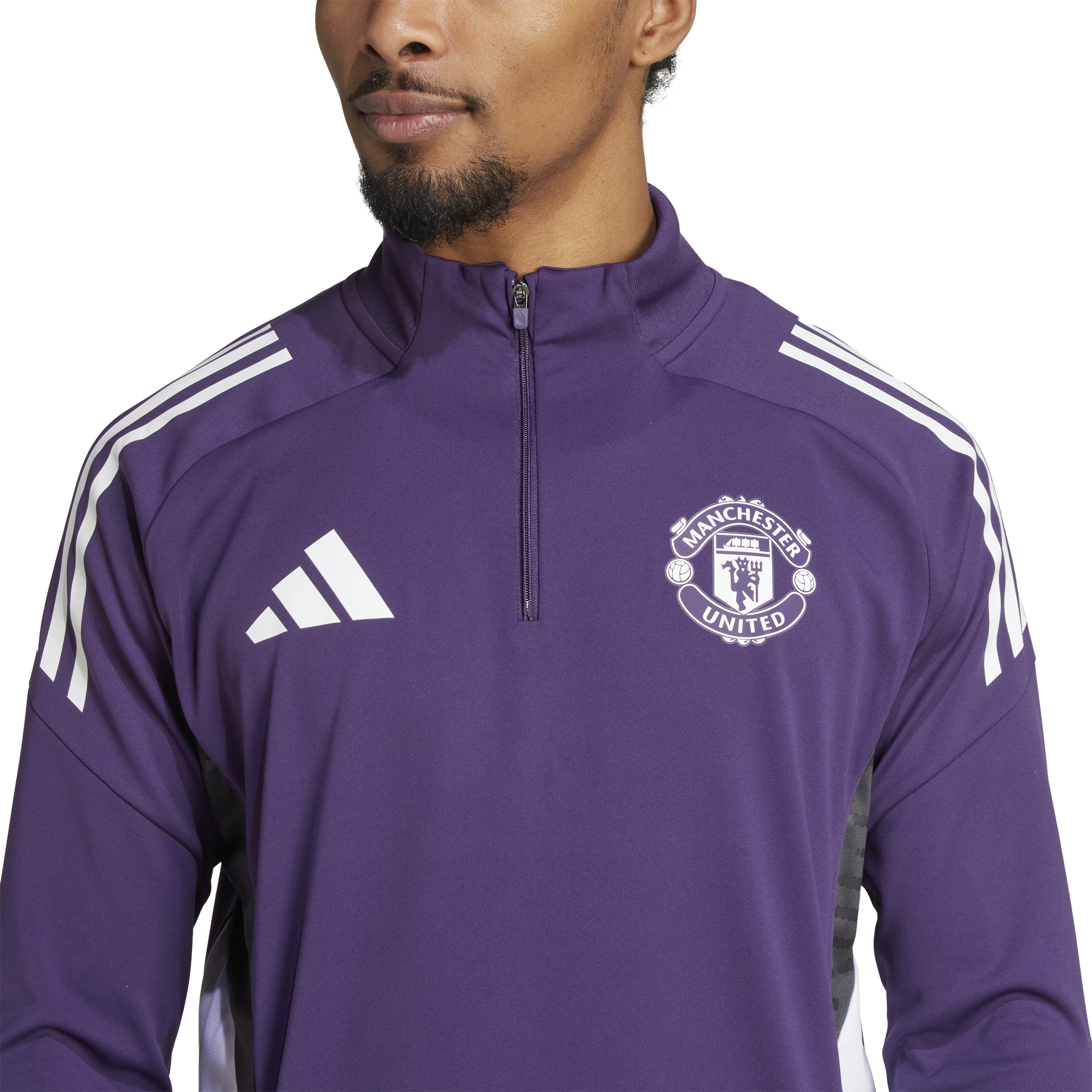 Adidas Manchester United Trainingstrui 1/4-Zip 2025-2026 Paars Wit Zwart Adidas Manchester United Trainingstrui 1/4-Zip 2025-2026 Paars Wit Zwart - foto 4