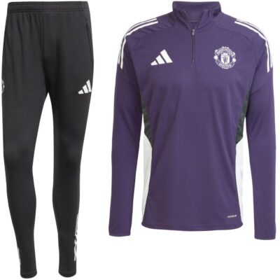 Adidas Manchester United Trainingspak 1/4-Zip 2025-2026 Paars Zwart Wit