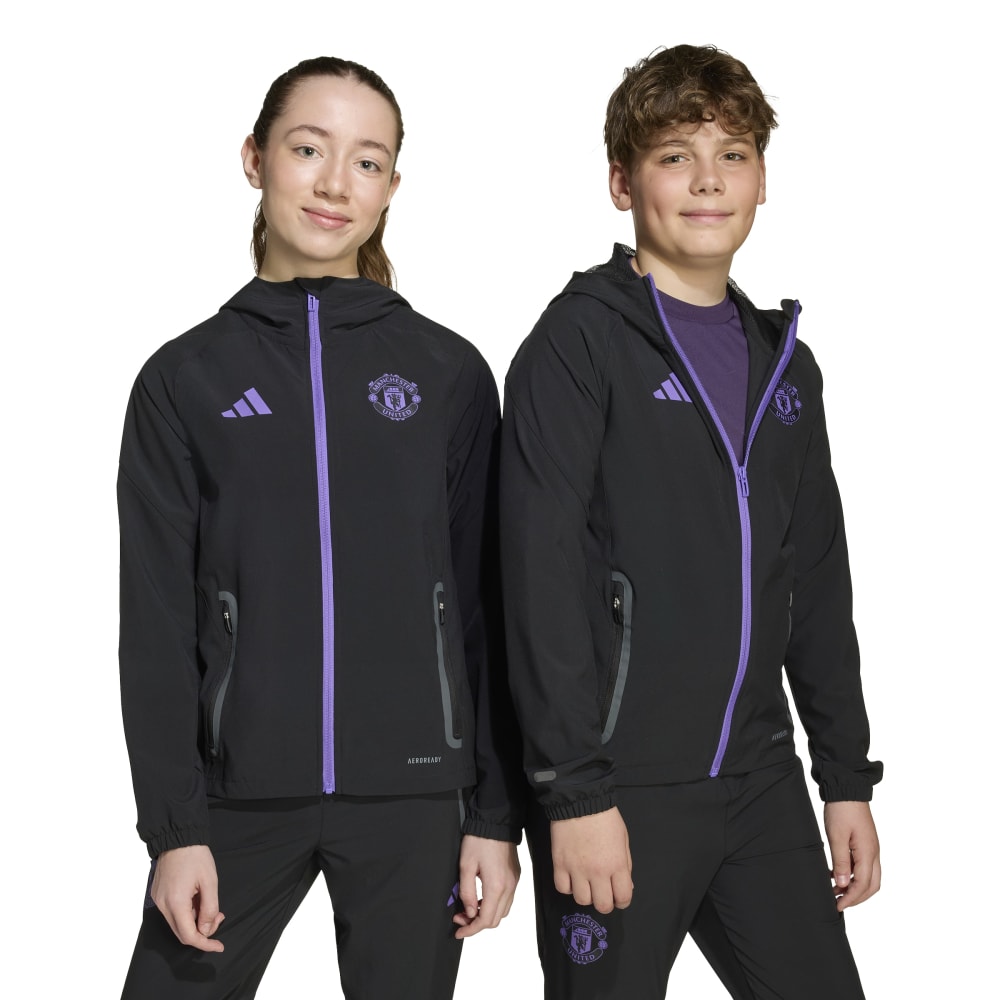 Adidas Manchester United Vis Tech Trainingspak Full-Zip Kids Zwart Paars Adidas Manchester United Vis Tech Trainingspak Full-Zip Kids Zwart Paars - foto 5