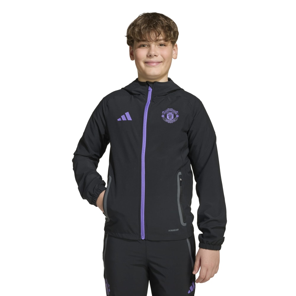 Adidas Manchester United Vis Tech Trainingspak Full-Zip Kids Zwart Paars Adidas Manchester United Vis Tech Trainingspak Full-Zip Kids Zwart Paars - foto 7