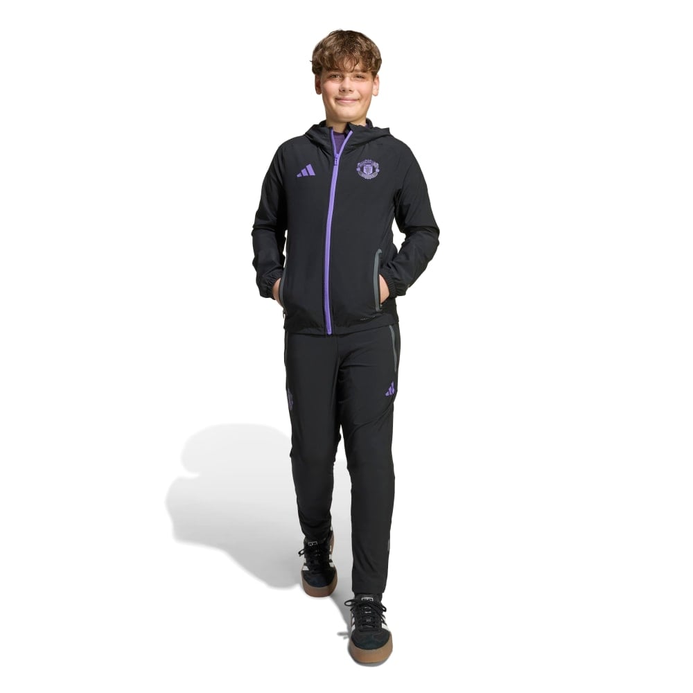 Adidas Manchester United Vis Tech Trainingspak Full-Zip Kids Zwart Paars Adidas Manchester United Vis Tech Trainingspak Full-Zip Kids Zwart Paars