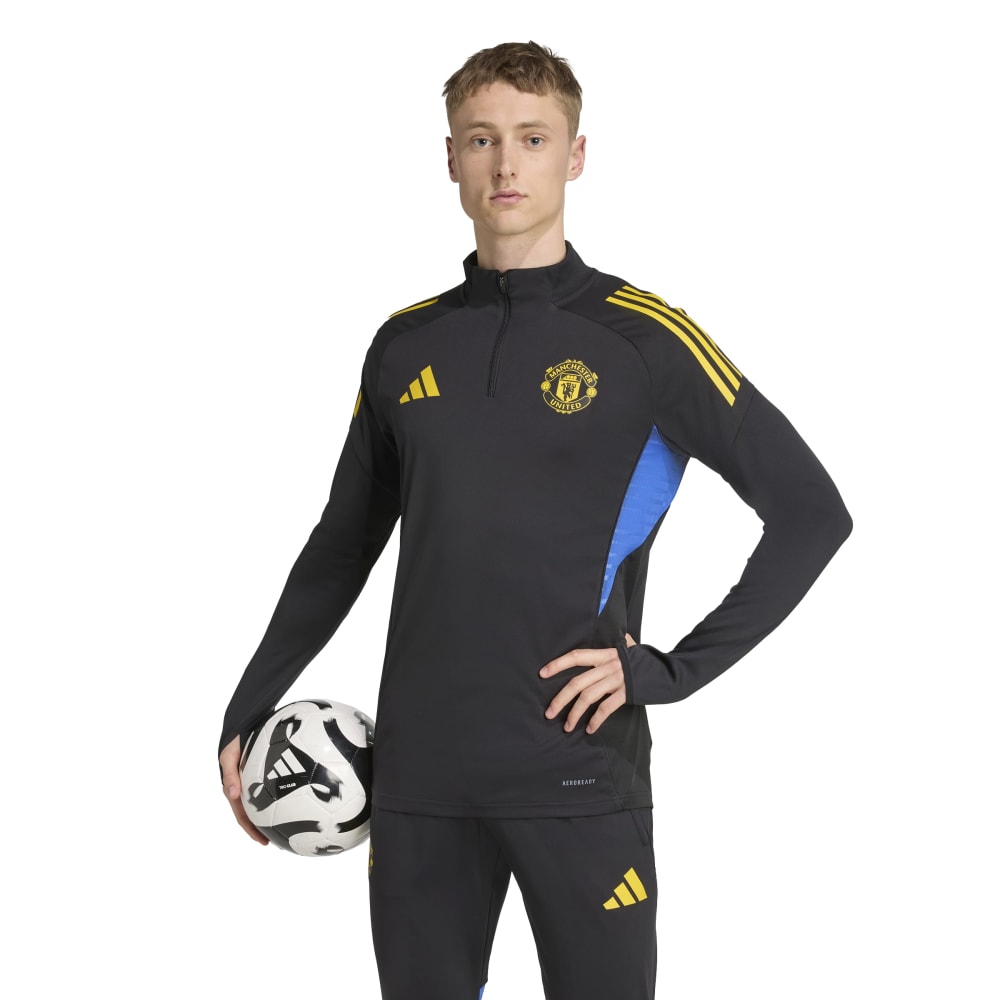 Adidas Manchester United Trainingstrui 1/4-Zip 2025-2026 Zwart Blauw Geel Adidas Manchester United Trainingstrui 1/4-Zip 2025-2026 Zwart Blauw Geel