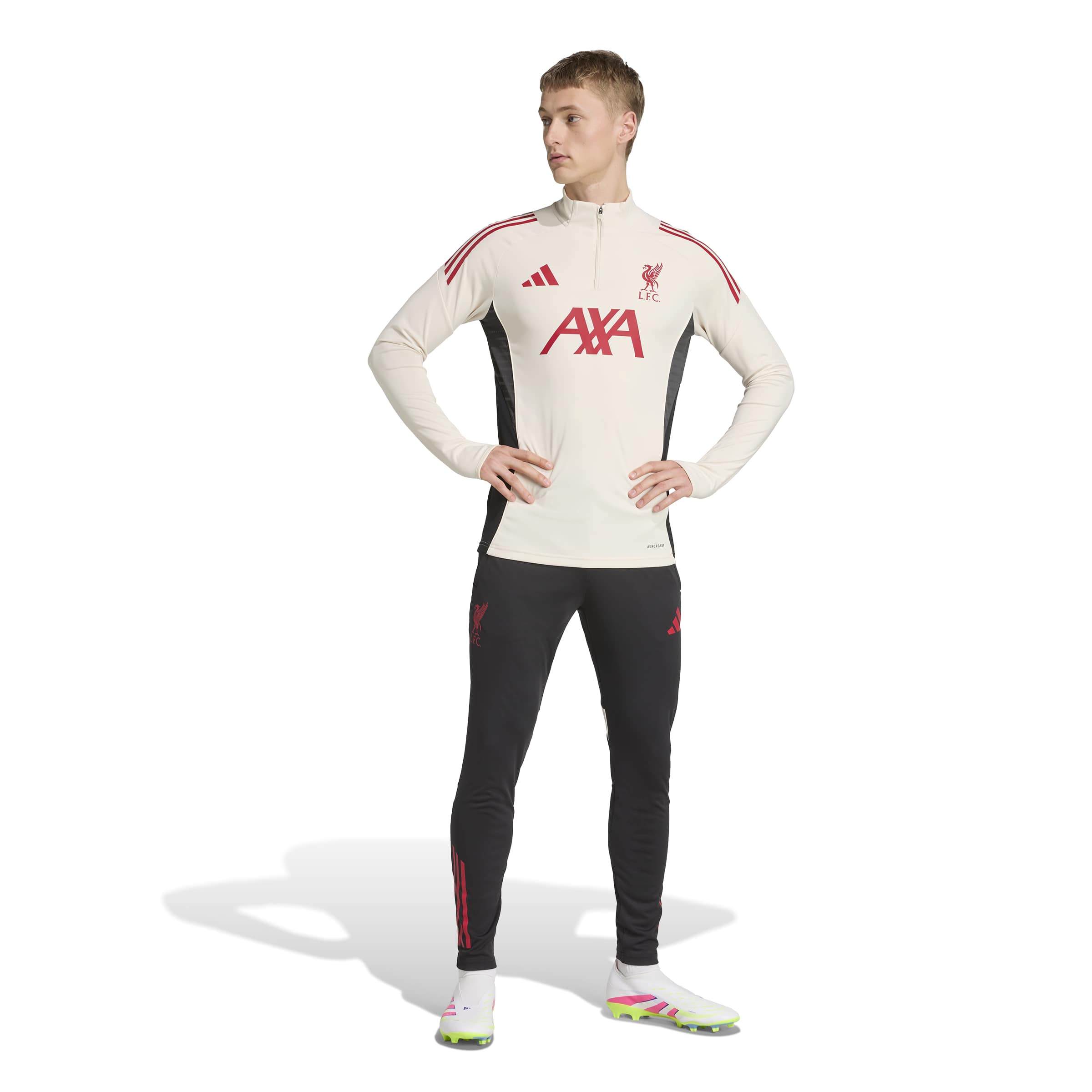 Adidas Liverpool Trainingspak 1/4-Zip 2025-2026 Wit Zwart Rood Adidas Liverpool Trainingspak 1/4-Zip 2025-2026 Wit Zwart Rood