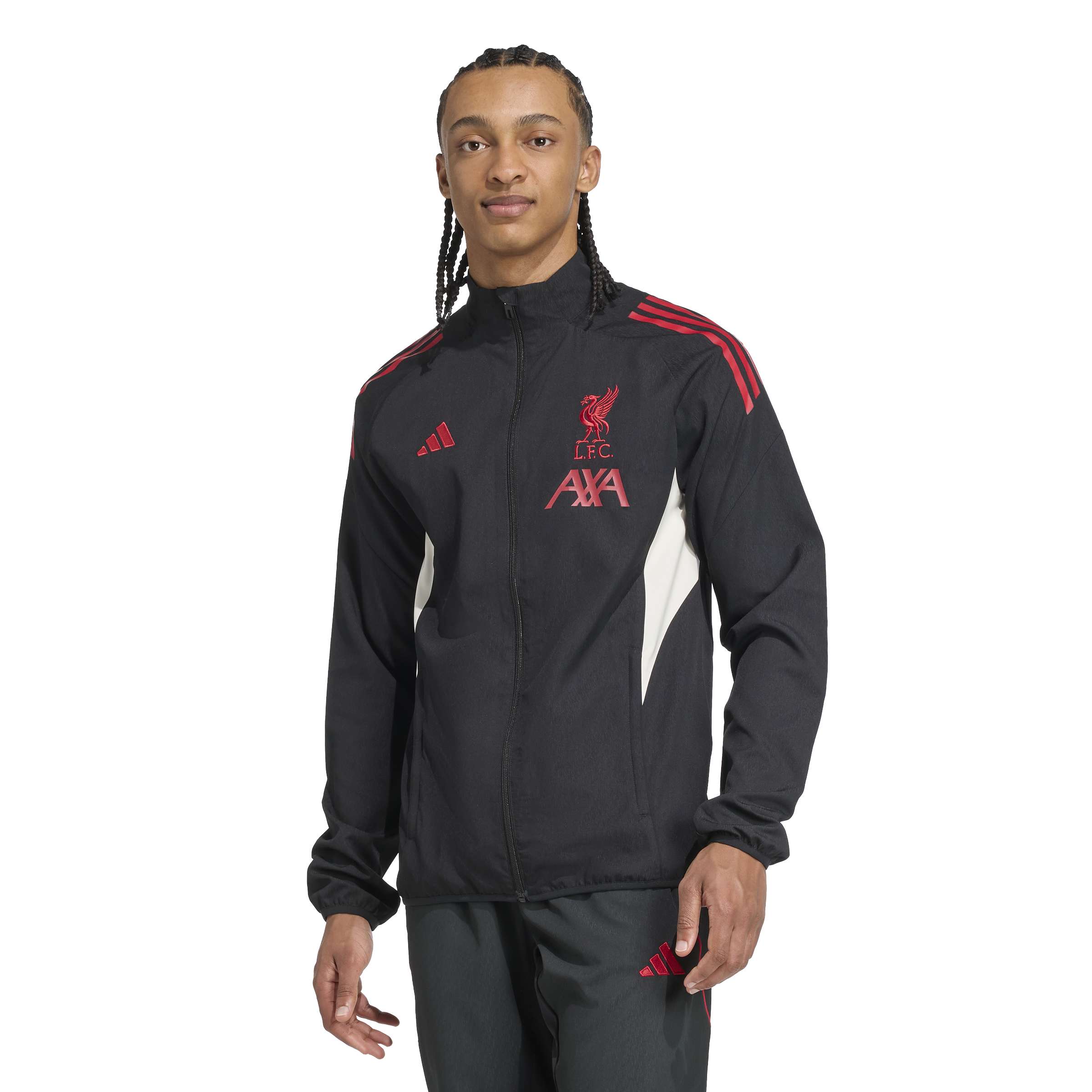 Adidas Liverpool Presentatie Trainingsjack 2025-2026 Zwart Rood Wit Adidas Liverpool Presentatie Trainingsjack 2025-2026 Zwart Rood Wit