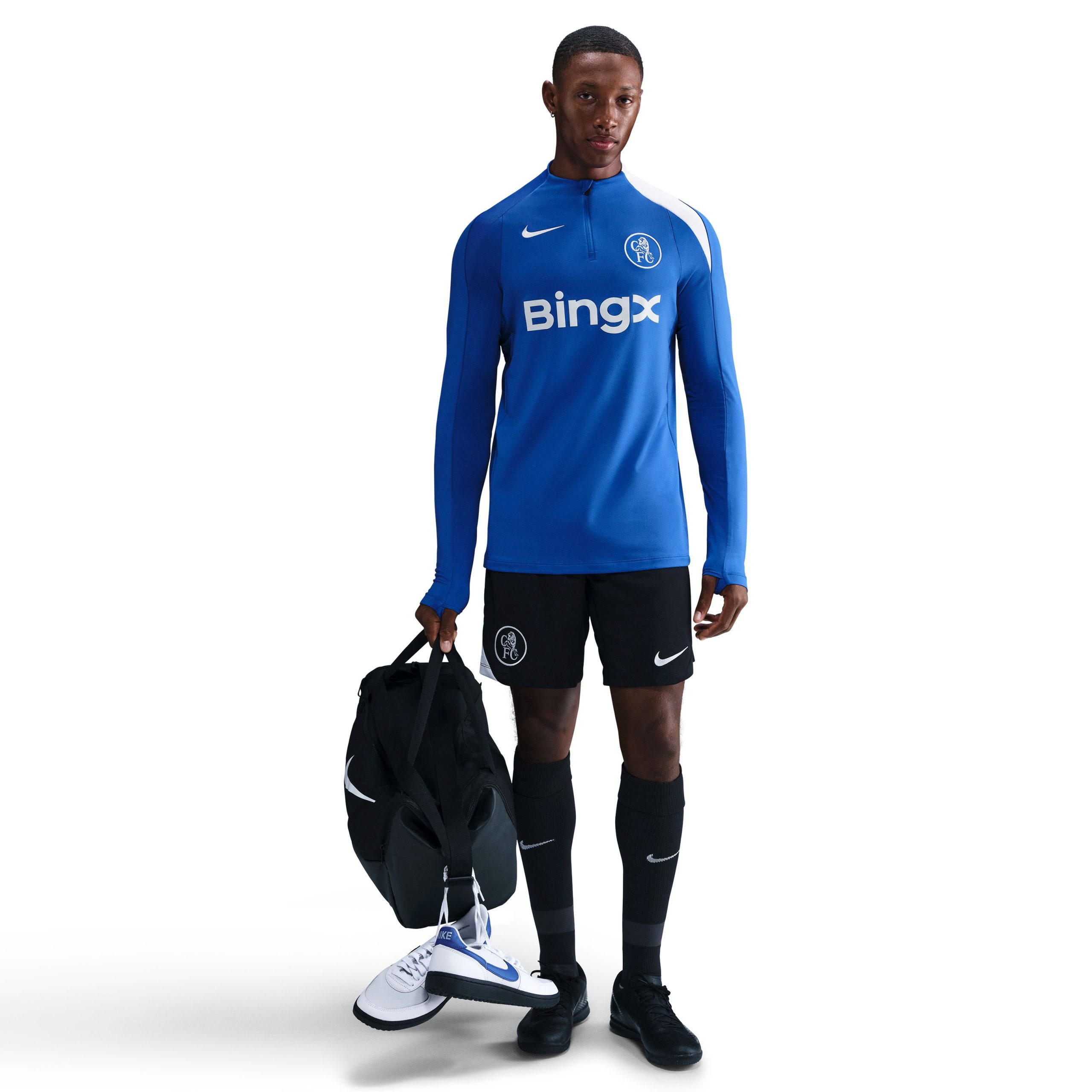 Nike Chelsea Strike Trainingstrui 1/4-Zip 2025-2026 Blauw Wit Nike Chelsea Strike Trainingstrui 1/4-Zip 2025-2026 Blauw Wit - Afbeelding 4
