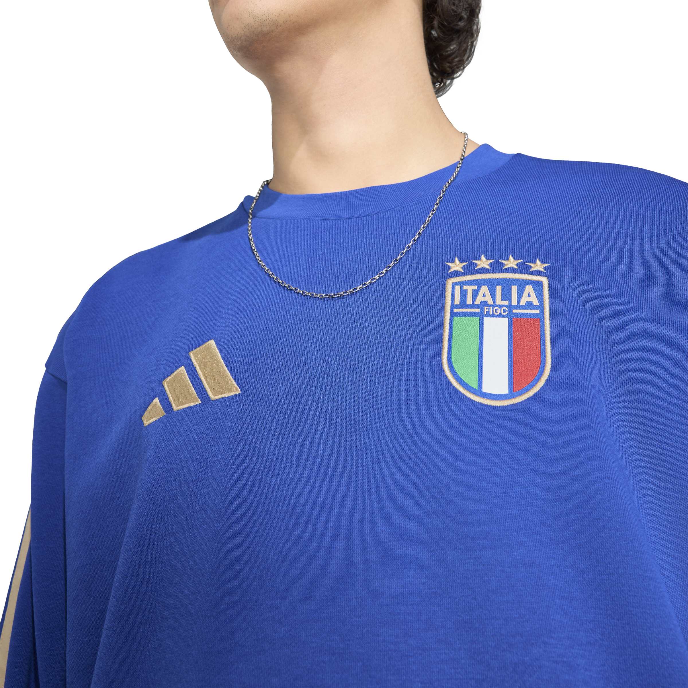 Adidas Italië DNA Crew Sweater 2026-2028 Blauw Goud Adidas Italië DNA Crew Sweater 2026-2028 Blauw Goud - foto 3