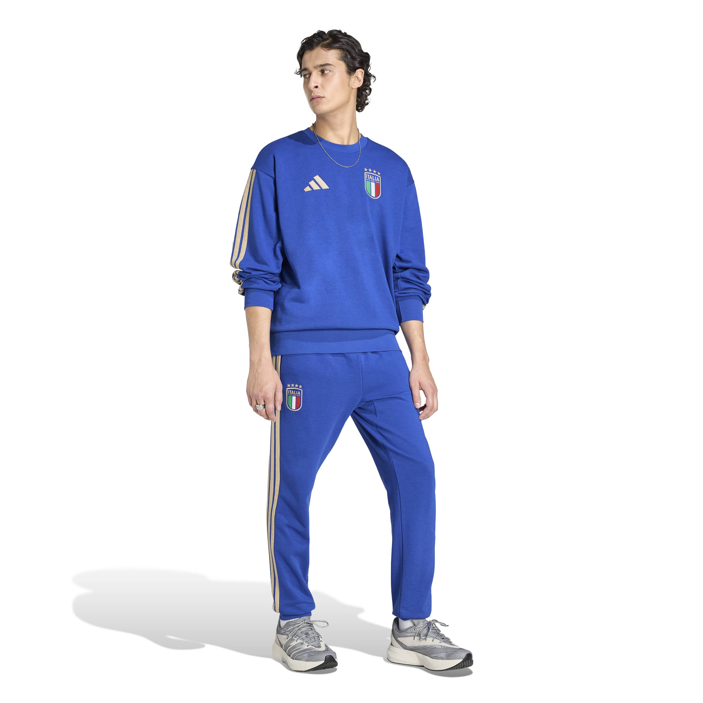 Adidas Italië DNA Crew Sweater 2026-2028 Blauw Goud Adidas Italië DNA Crew Sweater 2026-2028 Blauw Goud - foto 5