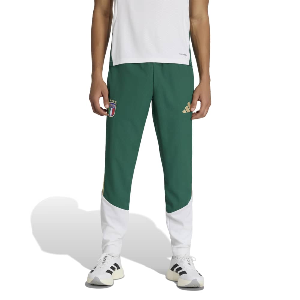 Adidas Italië Presentatie Trainingsbroek 2026-2028 Groen Wit Goud Adidas Italië Presentatie Trainingsbroek 2026-2028 Groen Wit Goud