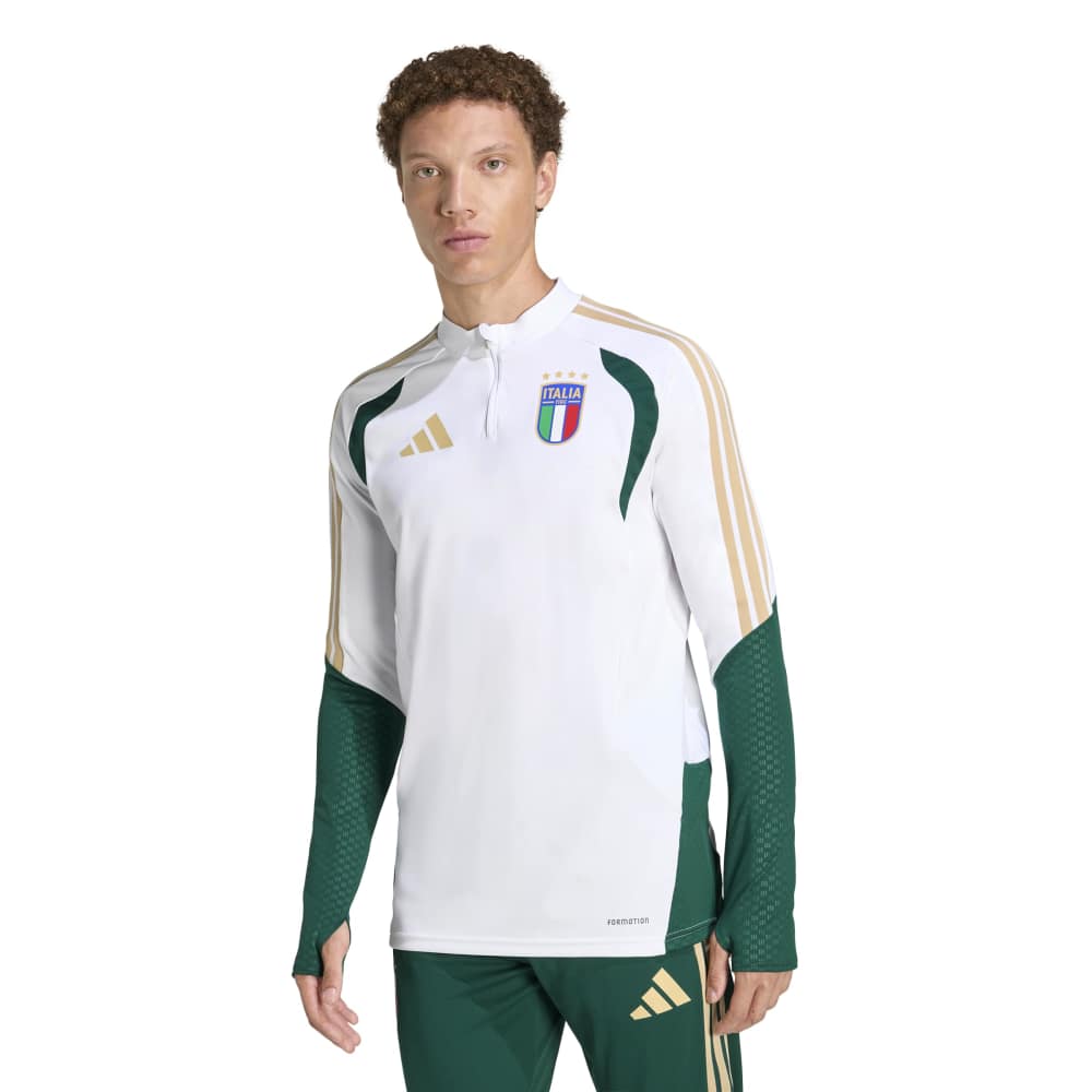 Adidas Italië Trainingstrui 1/4-Zip 2026-2028 Wit Groen Goud Adidas Italië Trainingstrui 1/4-Zip 2026-2028 Wit Groen Goud