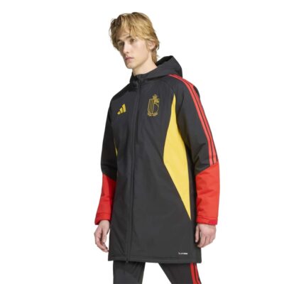 Adidas België Lange Winterjas 2026-2028 Zwart Geel Rood