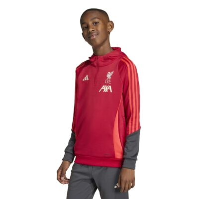 Adidas Liverpool Track Hoodie 1/4-Zip 2025-2026 Kids Rood Grijs Zilver