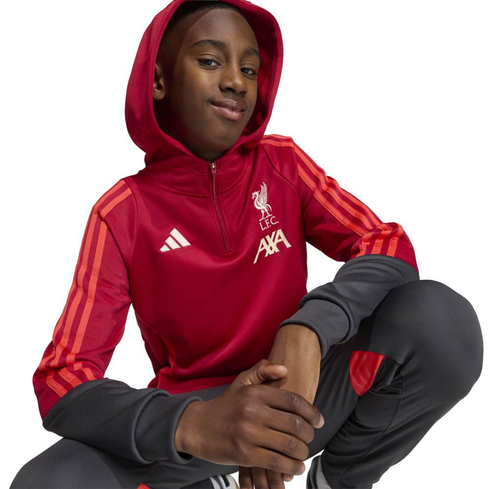 Adidas Liverpool Track Hoodie 1/4-Zip 2025-2026 Kids Rood Grijs Zilver Adidas Liverpool Track Hoodie 1/4-Zip 2025-2026 Kids Rood Grijs Zilver - foto 4