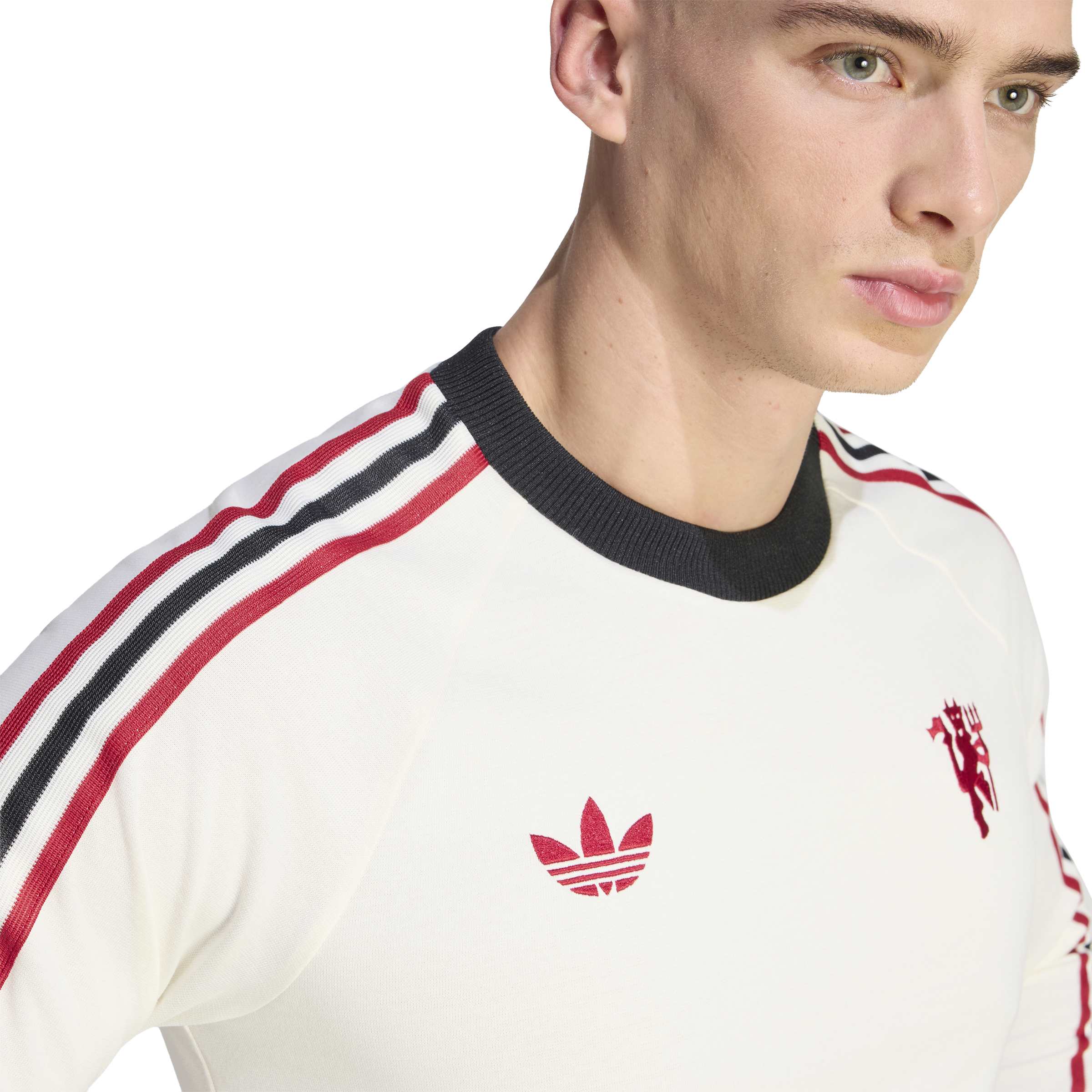 Adidas Manchester United Originals T-Shirt Lange Mouwen Wit Rood Zwart Adidas Manchester United Originals T-Shirt Lange Mouwen Wit Rood Zwart - foto 3