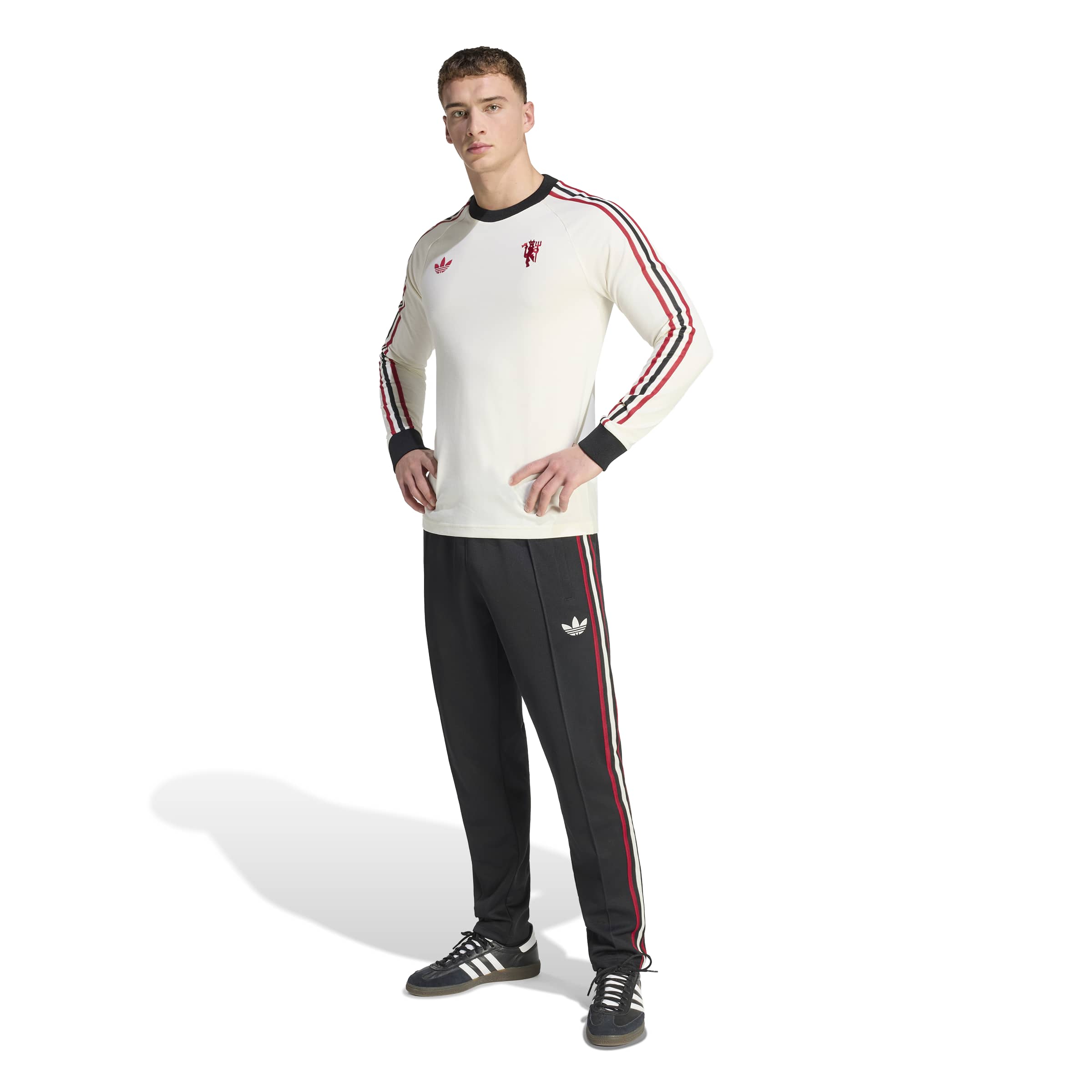 Adidas Manchester United Originals T-Shirt Lange Mouwen Wit Rood Zwart Adidas Manchester United Originals T-Shirt Lange Mouwen Wit Rood Zwart - foto 5