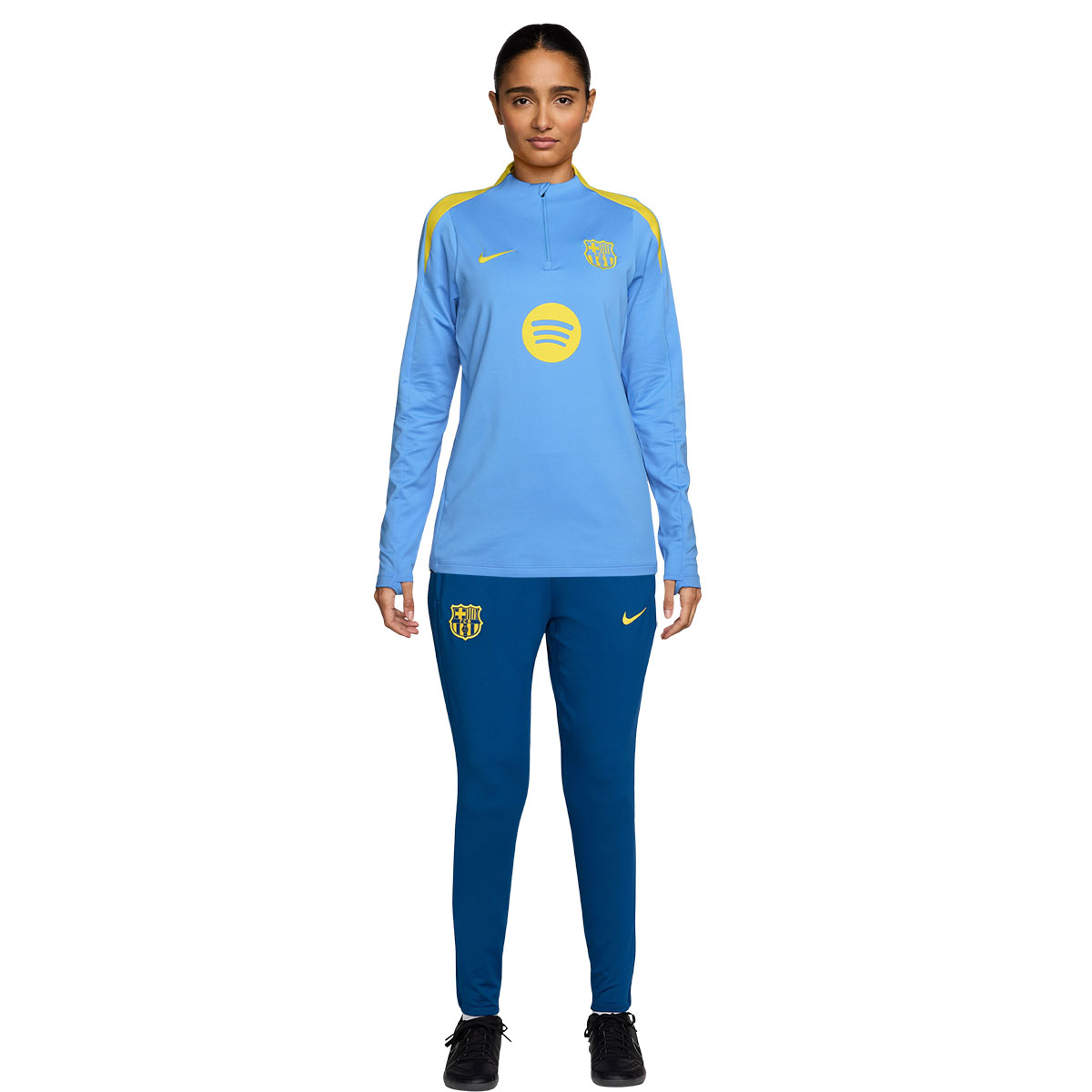 Nike FC Barcelona Strike Trainingspak 1/4-Zip 2025-2026 Dames Lichtblauw Donkerblauw Felgeel Nike FC Barcelona Strike Trainingspak 1/4-Zip 2025-2026 Dames Lichtblauw Donkerblauw Felgeel
