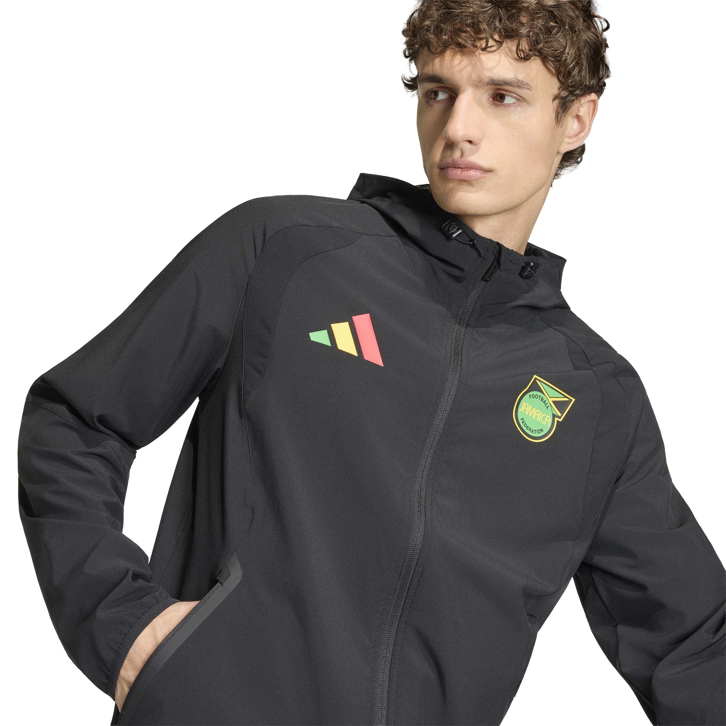 Adidas Jamaica X Bob Marley Tiro Travel Trainingsjack 2026-2028 Zwart Groen Geel Rood Adidas Jamaica X Bob Marley Tiro Travel Trainingspak Full-Zip 2026-2028 Zwart Groen Geel Rood - foto 4