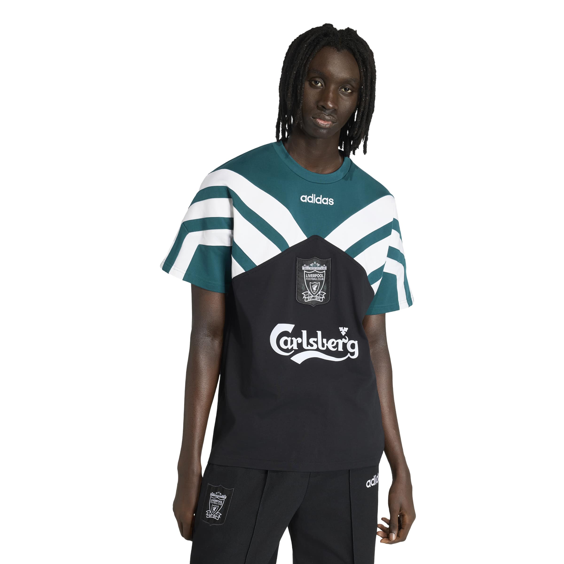 Adidas Liverpool T-Shirt 1995-1996 Zwart Groen Wit Adidas Liverpool T-Shirt 1995-1996 Zwart Groen Wit