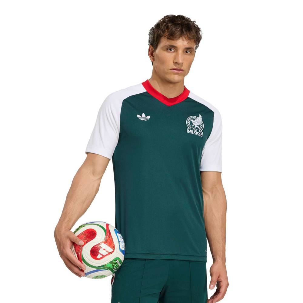 Adidas Mexico Pre-Match Trainingsshirt 2026-2028 Donkergroen Wit Rood Adidas Mexico Pre-Match Trainingsshirt 2026-2028 Donkergroen Wit Rood