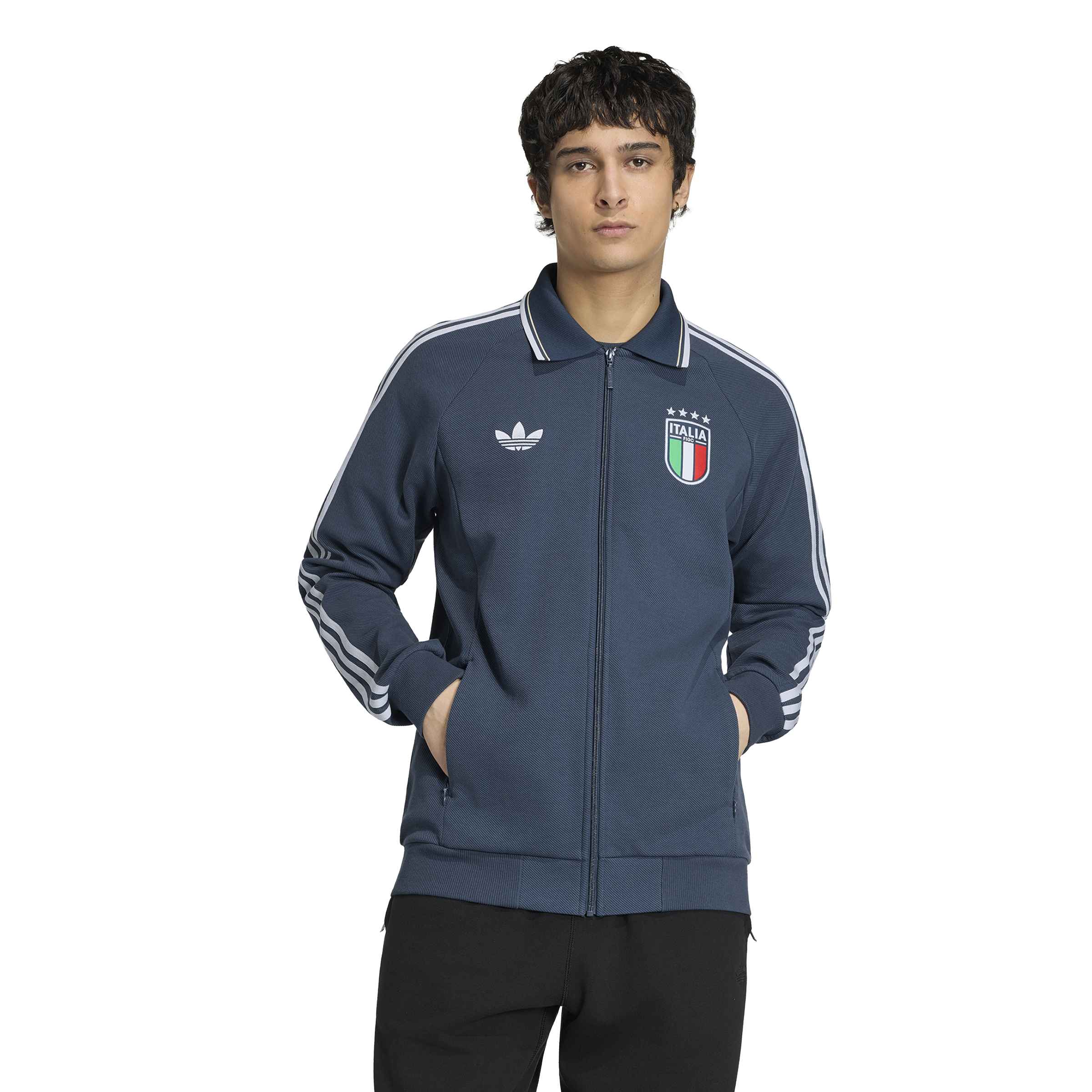 Adidas Italië Originals Anthem Trainingsjack Donkerblauw Wit Adidas Italië Originals Anthem Trainingsjack Donkerblauw Wit