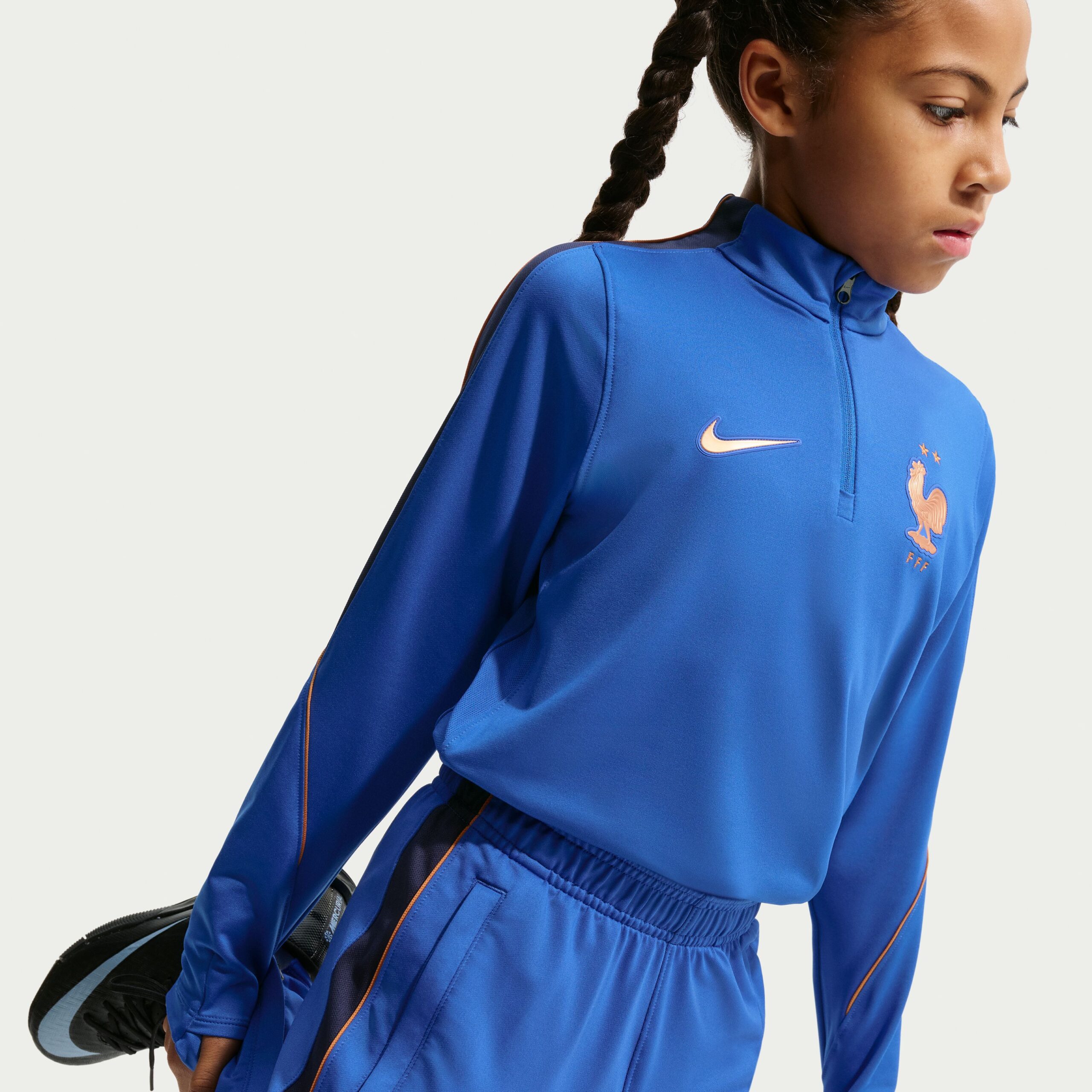 Nike Frankrijk Strike Trainingstrui 1/4-Zip 2026-2028 Kids Blauw Brons Nike Frankrijk Strike Trainingstrui 1/4-Zip 2026-2028 Kids Blauw Brons - Afbeelding 5