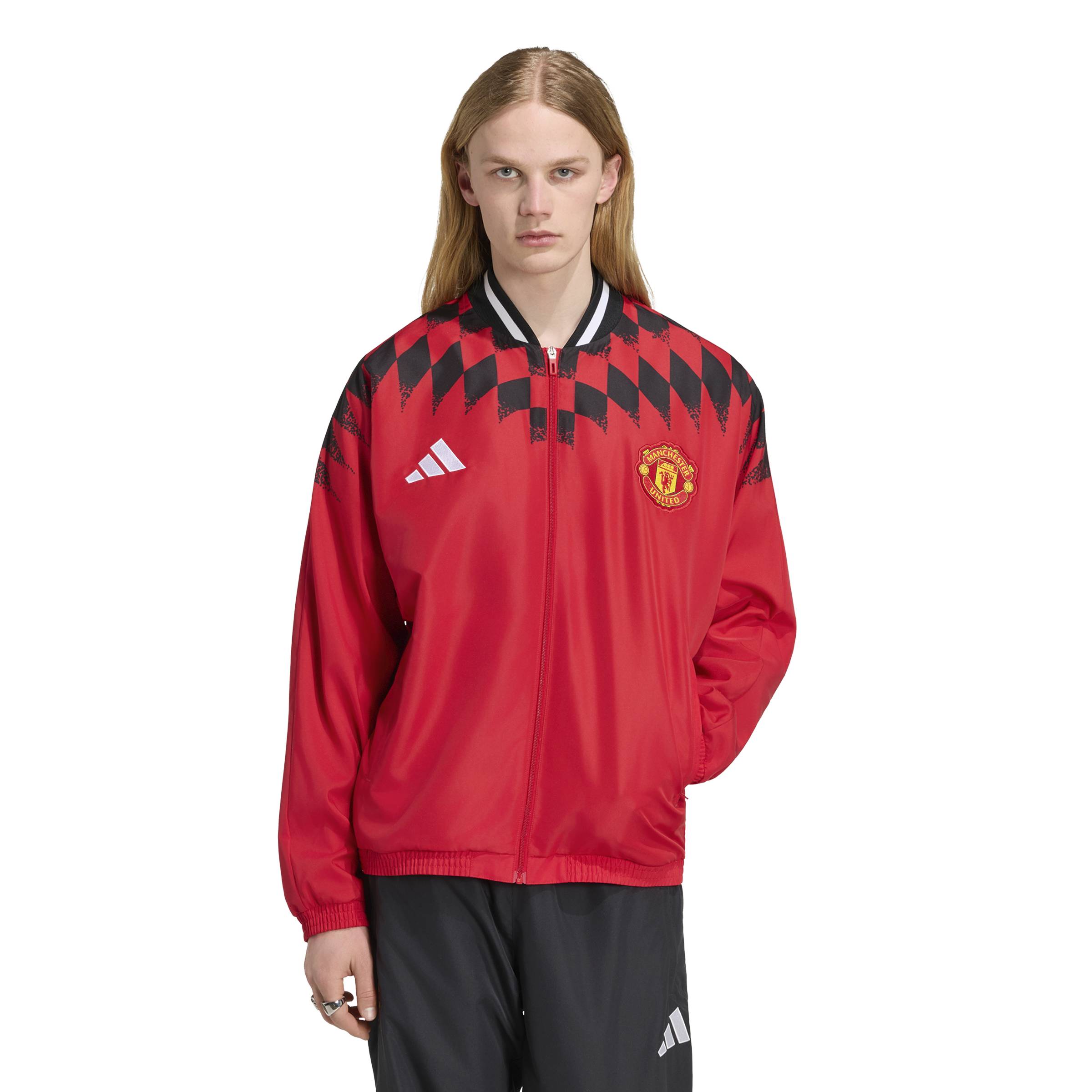 Adidas Manchester United Stadium Trainingsjack 2026-2027 Rood Zwart Wit Adidas Manchester United Stadium Trainingsjack 2026-2027 Rood Zwart Wit