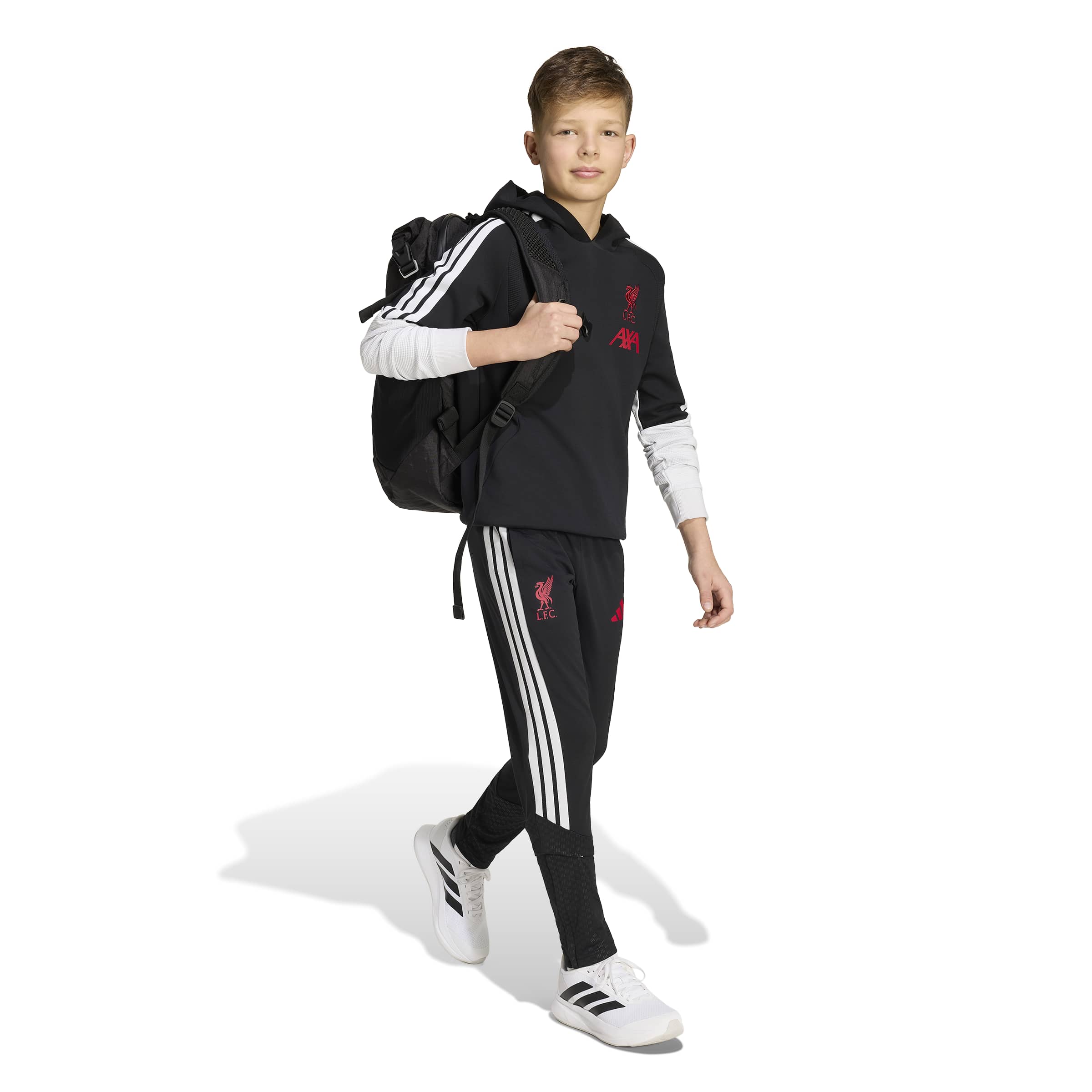 Adidas Liverpool Hoodie 2026-2027 Kids Zwart Wit Rood Adidas Liverpool Trainingspak Hooded 2026-2027 Kids Zwart Grijs Wit Rood