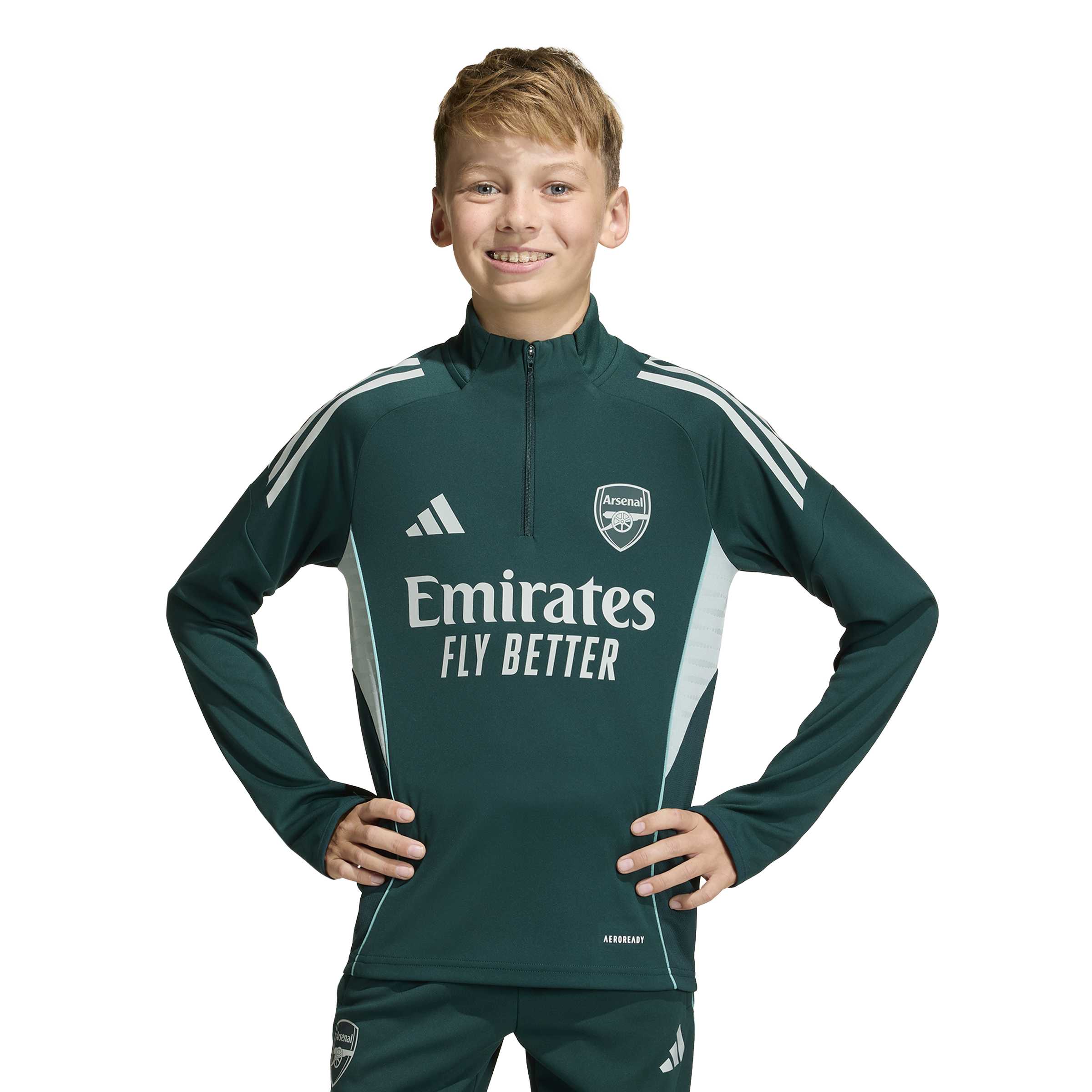 Adidas Arsenal Trainingspak 1/4-Zip 2025-2026 Kids Donkergroen Grijs Adidas Arsenal Trainingspak 1/4-Zip 2025-2026 Kids Donkergroen Grijs - Afbeelding 2