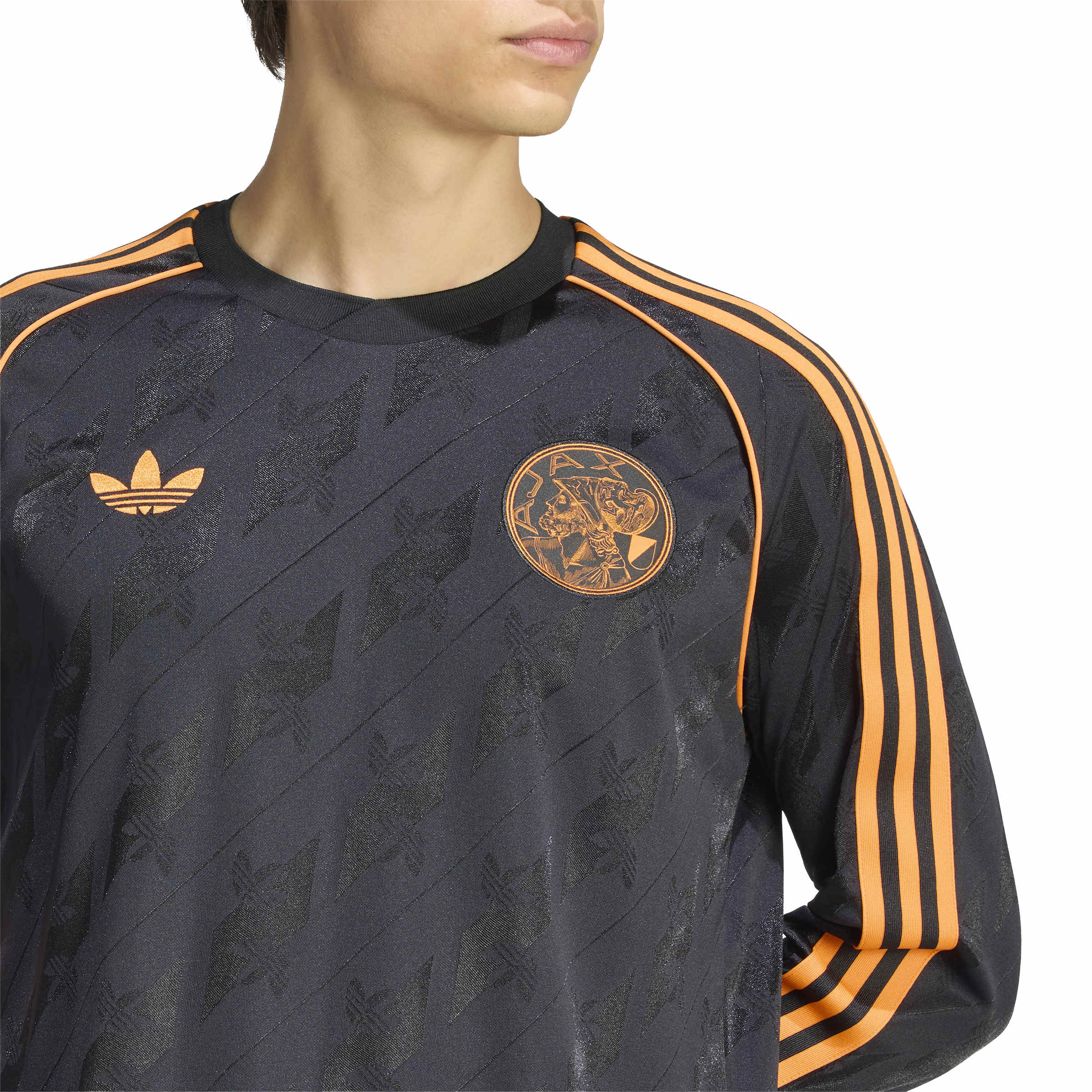 Adidas Ajax Originals T-Shirt Lange Mouwen Zwart Oranje Adidas Ajax Originals T-Shirt Lange Mouwen Zwart Oranje - Afbeelding 3