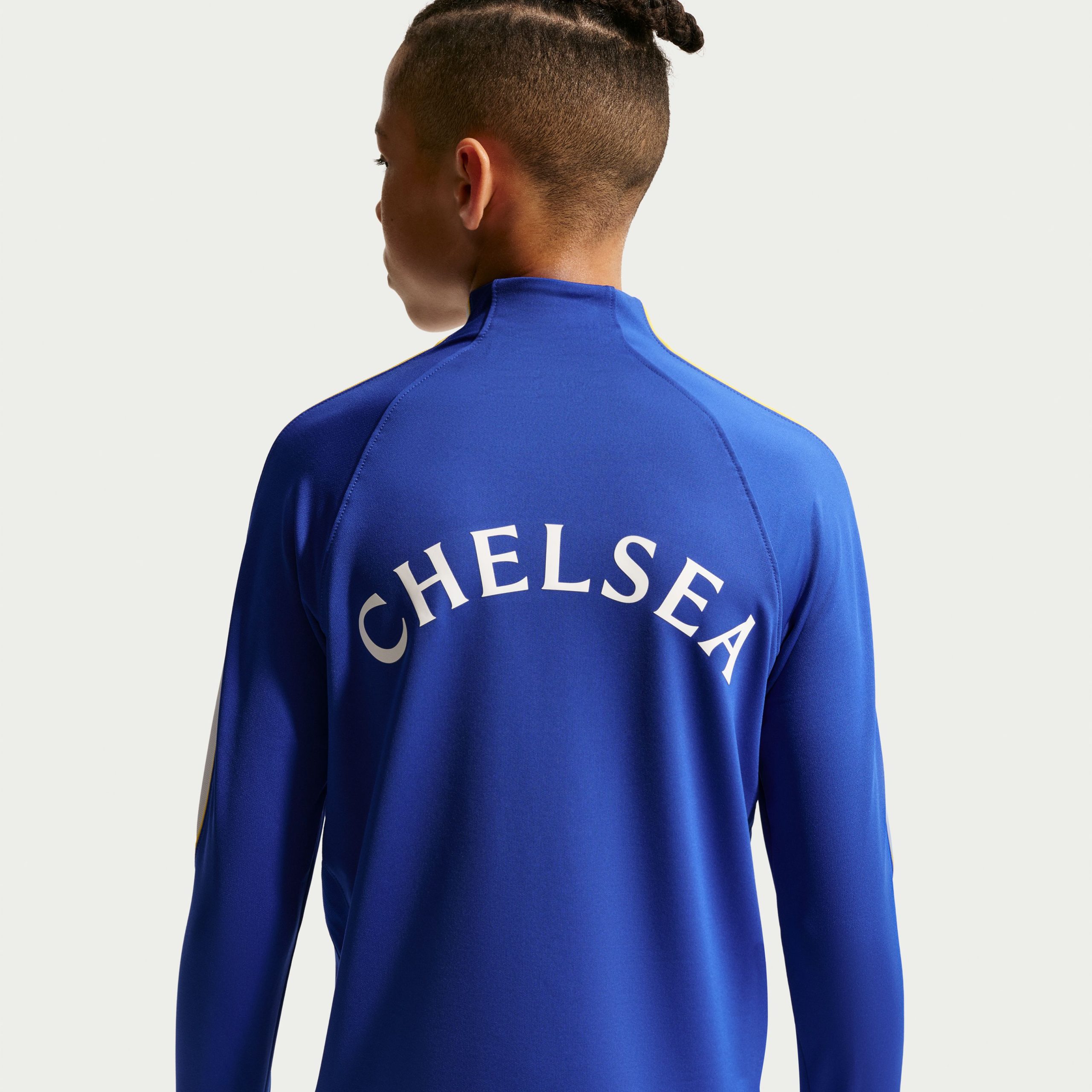 Nike Chelsea Strike Trainingstrui 1/4-Zip 2026-2027 Kids Blauw Goudgeel Wit Nike Chelsea Strike Trainingstrui 1/4-Zip 2026-2027 Kids Blauw Goudgeel Wit - foto 2