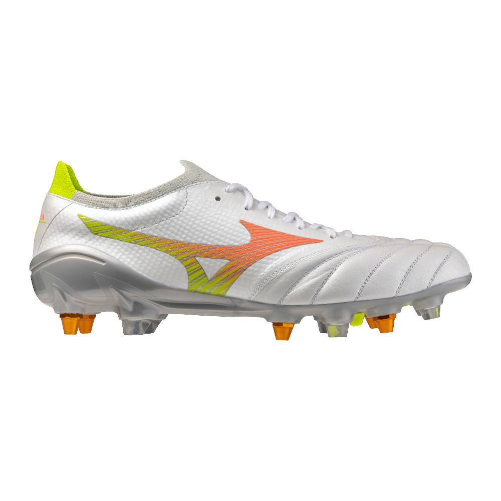 Mizuno Morelia Neo V Beta Elite IJzeren-Nop Voetbalschoenen (SG) Wit Oranje Limoen Mizuno Morelia Neo V Beta Elite IJzeren-Nop Voetbalschoenen (SG) Wit Oranje Limoen - Afbeelding 2