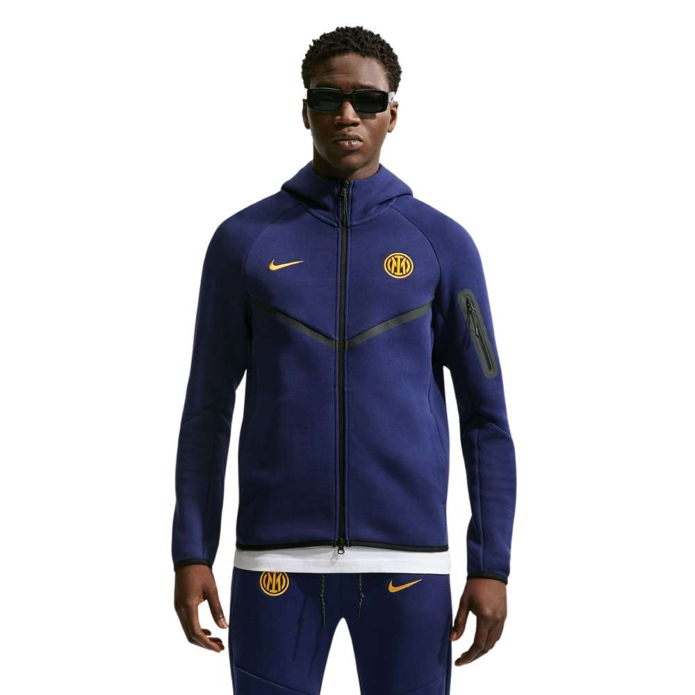 Nike Inter Milan Tech Fleece Vest 2026-2027 Donkerblauw Zwart Goudgeel Nike Inter Milan Tech Fleece Vest 2026-2027 Donkerblauw Zwart Goudgeel