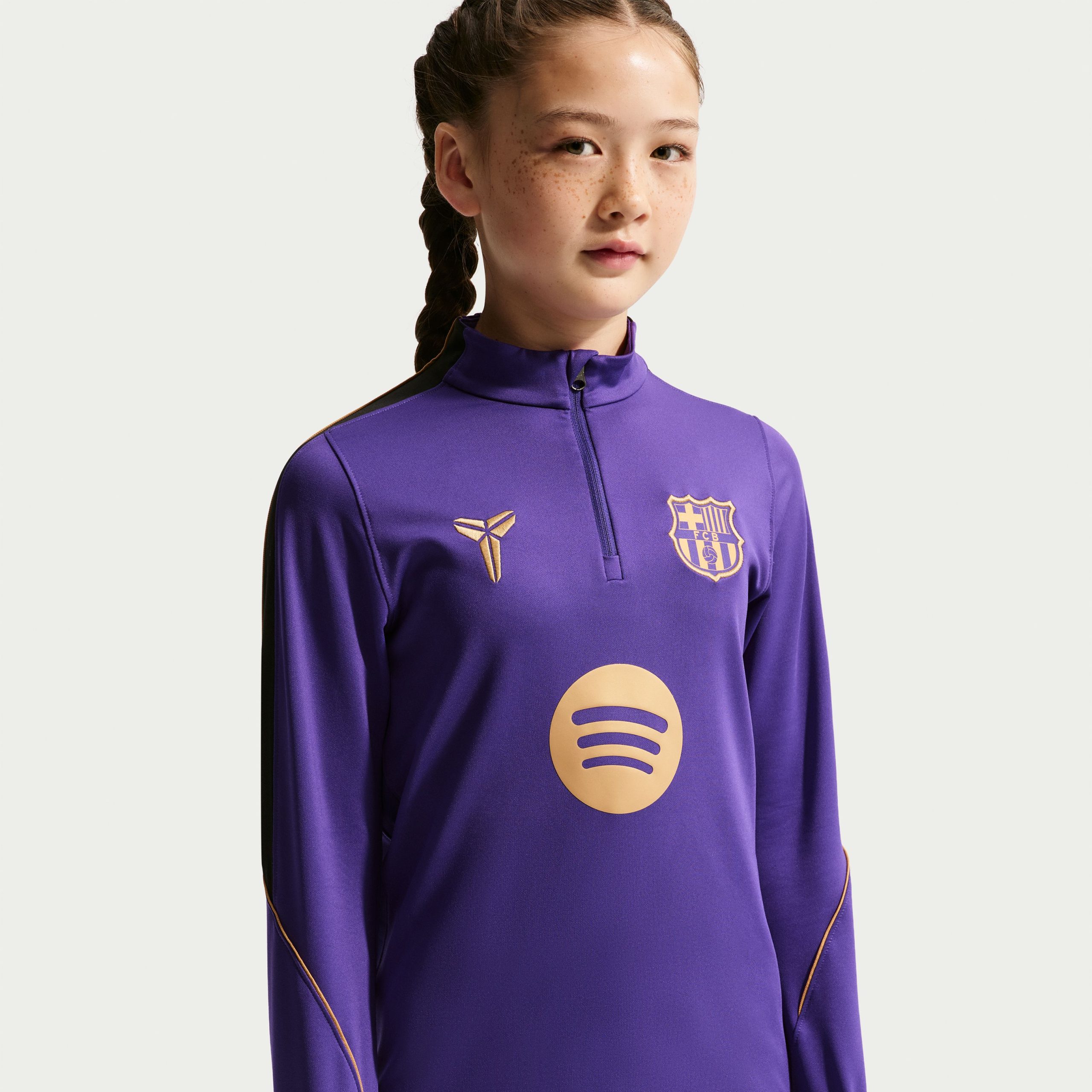 Nike FC Barcelona Strike Trainingstrui 1/4-Zip 2026-2027 Kids Paars Zwart Goud Nike FC Barcelona Strike Trainingstrui 1/4-Zip 2026-2027 Kids Paars Zwart Goud - foto 5