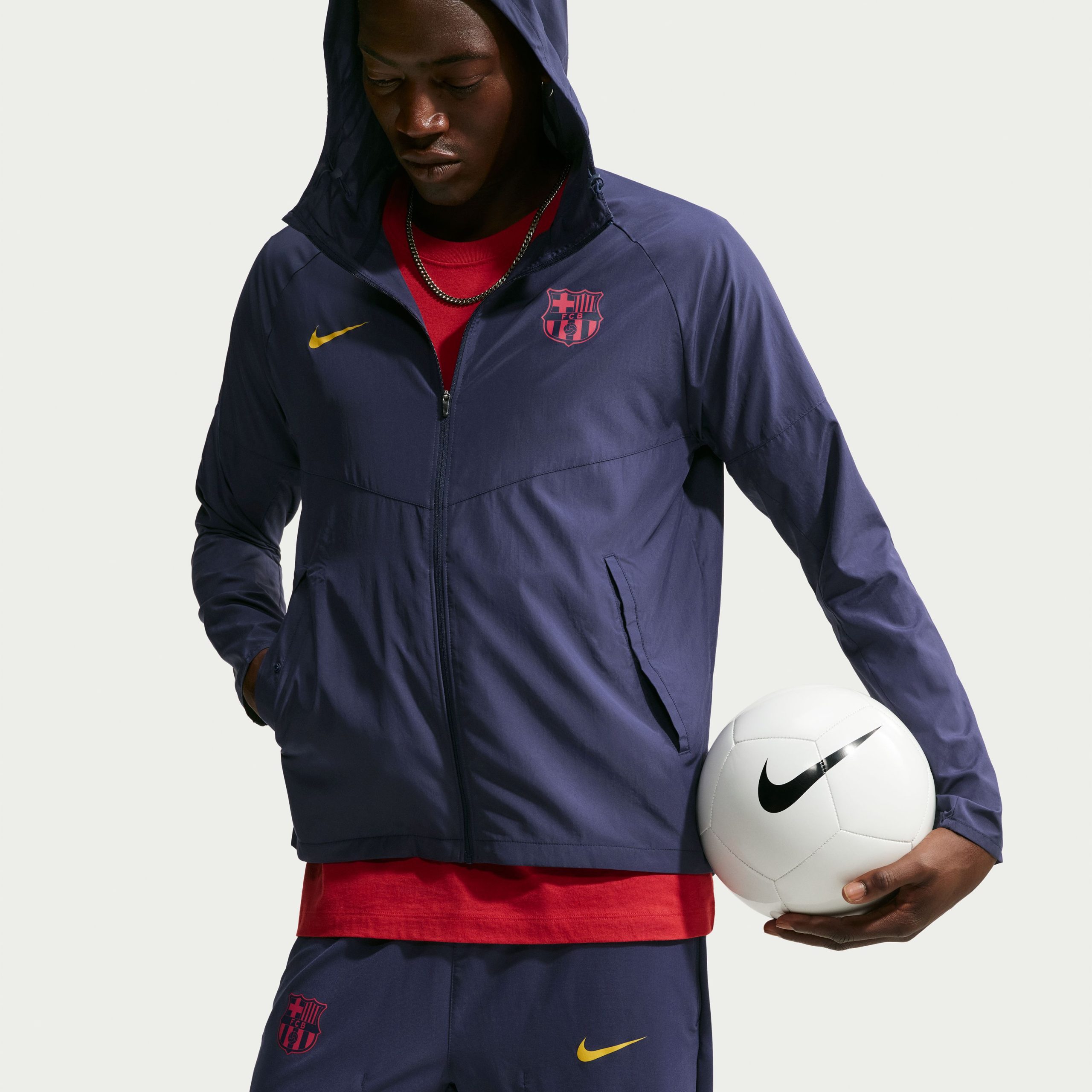 Nike FC Barcelona City Side Trainingsjack 2026-2027 Donkerblauw Goudgeel Roze Nike FC Barcelona City Side Trainingspak 2026-2027 Donkerblauw Goudgeel Roze - foto 6