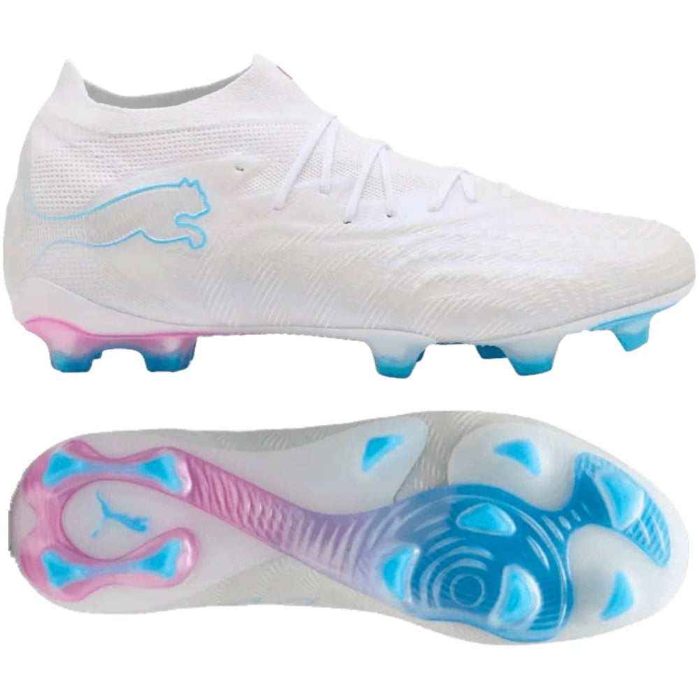 PUMA Future 9 Ultimate Gras Voetbalschoenen (FG) Wit Felblauw Felroze PUMA Future 9 Ultimate Gras Voetbalschoenen (FG) Wit Felblauw Felroze