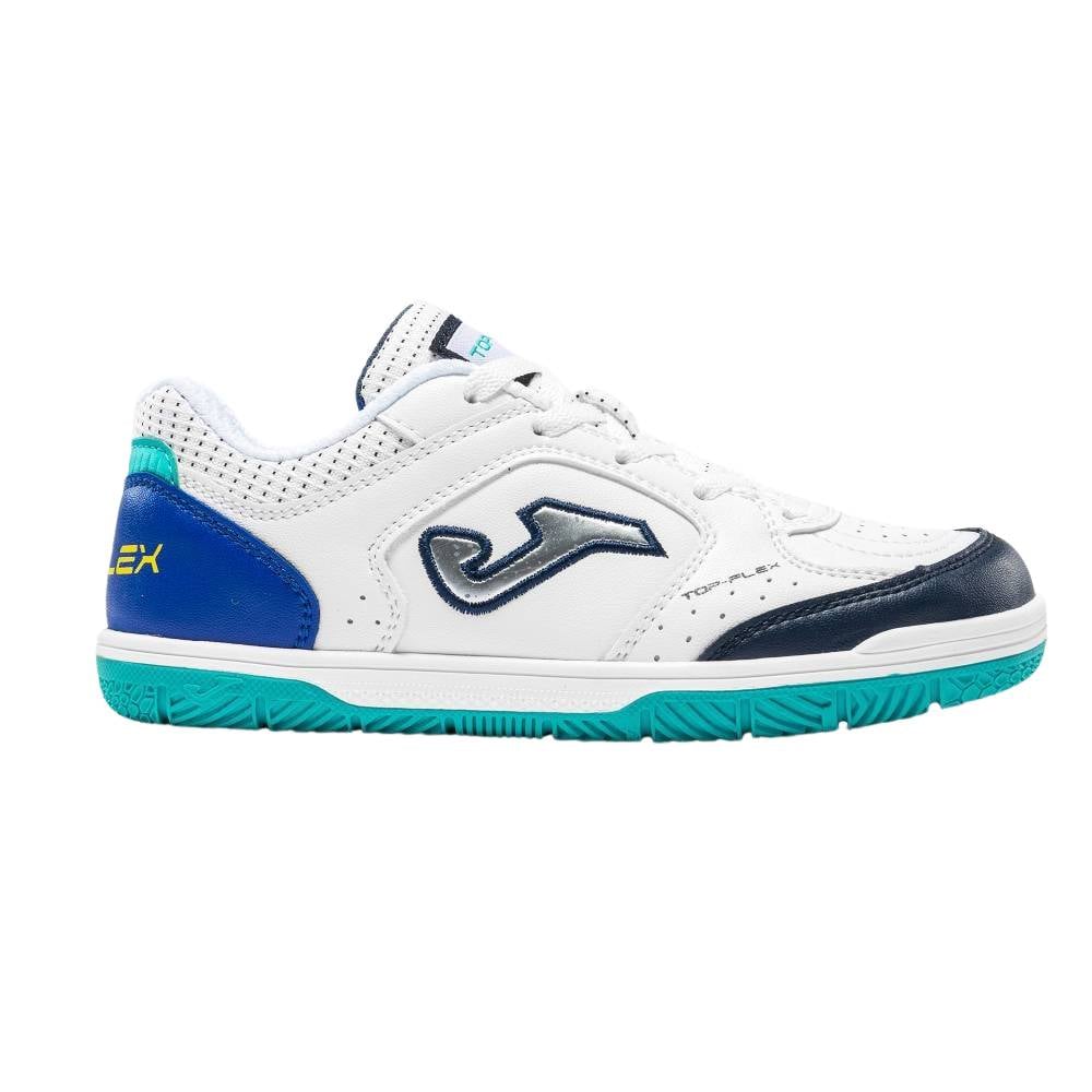 Joma Top Flex Zaalvoetbalschoenen (IN) Kids Wit Donkerblauw Turquoise Blauw Joma Top Flex Zaalvoetbalschoenen (IN) Kids Wit Donkerblauw Turquoise Blauw