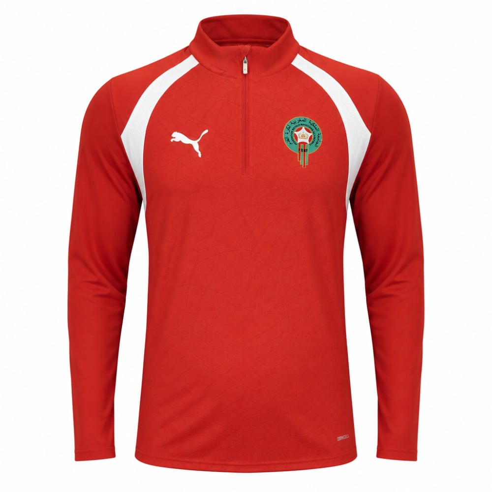 PUMA Marokko Trainingspak 1/4-Zip 2026-2028 Rood Wit Zwart PUMA Marokko Trainingspak 1/4-Zip 2026-2028 Rood Wit Zwart - Afbeelding 2