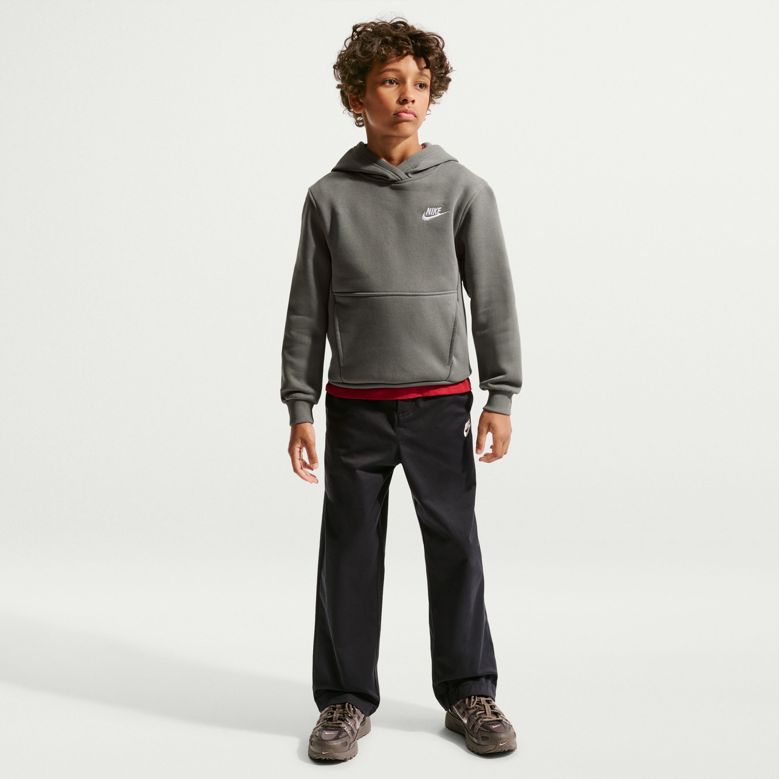 Nike Sportswear Club Fleece Hoodie Kids Donkergrijs Wit Nike Sportswear Club Fleece Hoodie Kids Donkergrijs Wit - Afbeelding 5