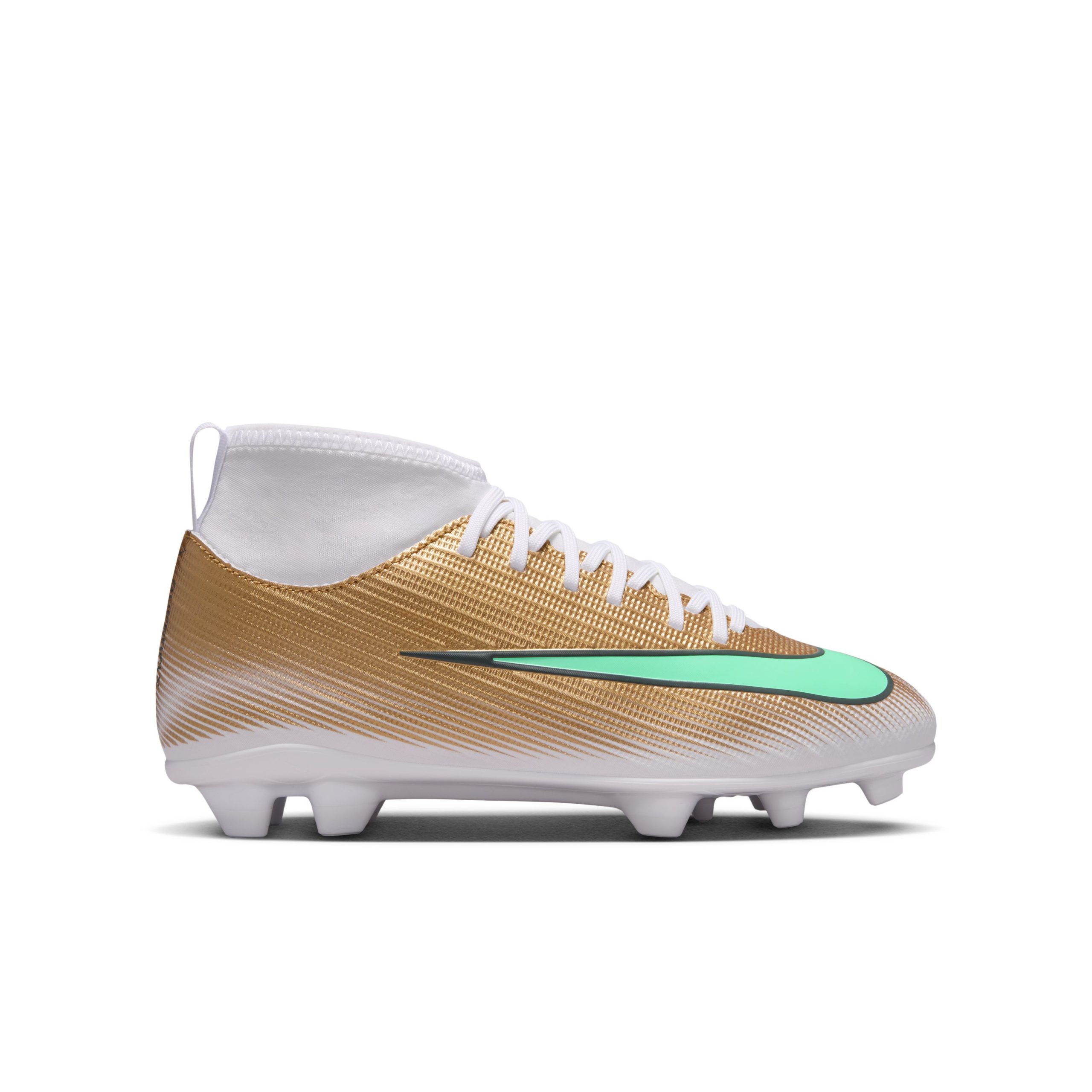 Nike Mercurial Superfly 11 Mbappé Club Gras / Kunstgras Voetbalschoenen (MG) Kids Goud Groen Wit Nike Mercurial Superfly 11 Mbappé Club Gras / Kunstgras Voetbalschoenen (MG) Kids Goud Groen Wit - Afbeelding 2