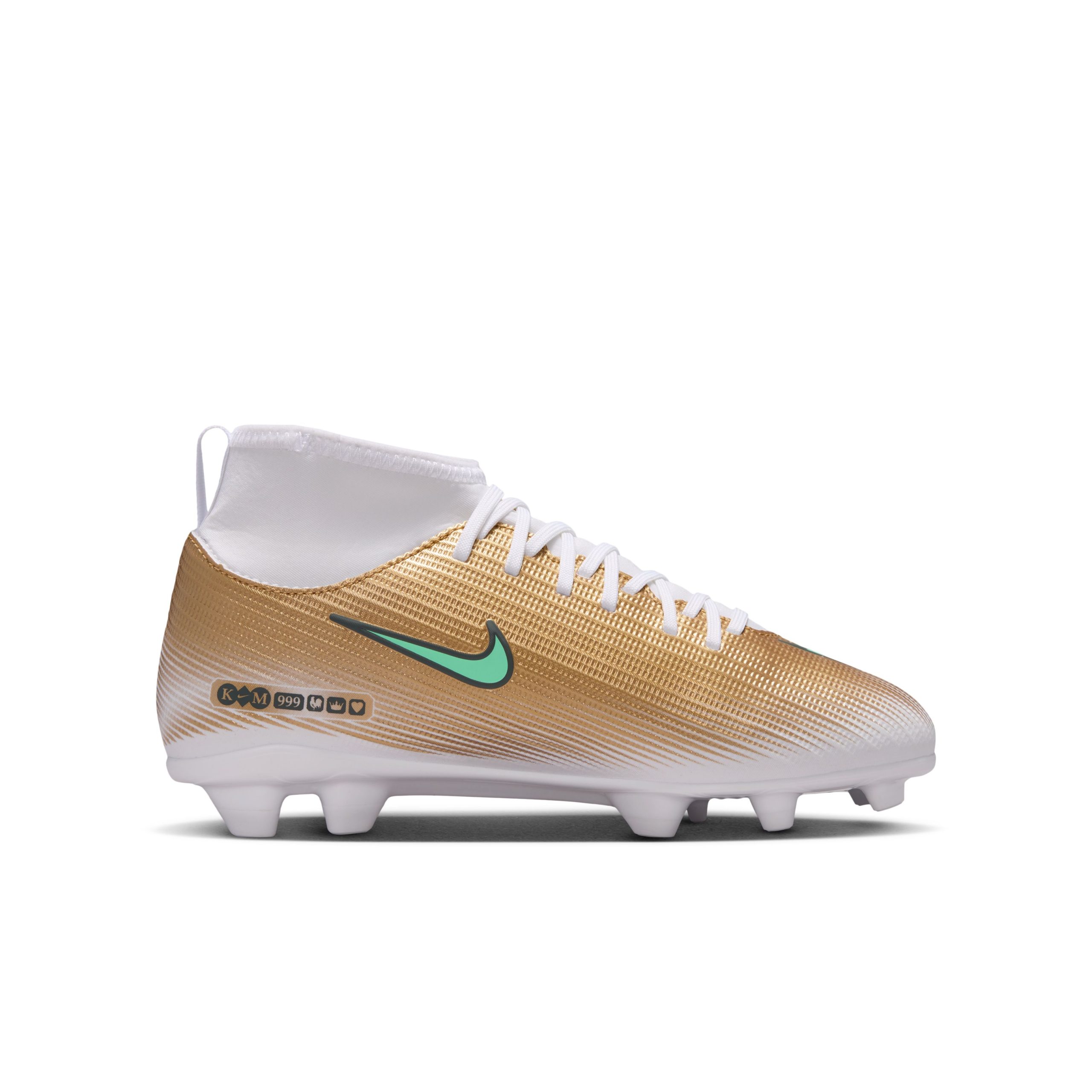 Nike Mercurial Superfly 11 Mbappé Club Gras / Kunstgras Voetbalschoenen (MG) Kids Goud Groen Wit Nike Mercurial Superfly 11 Mbappé Club Gras / Kunstgras Voetbalschoenen (MG) Kids Goud Groen Wit - Afbeelding 3