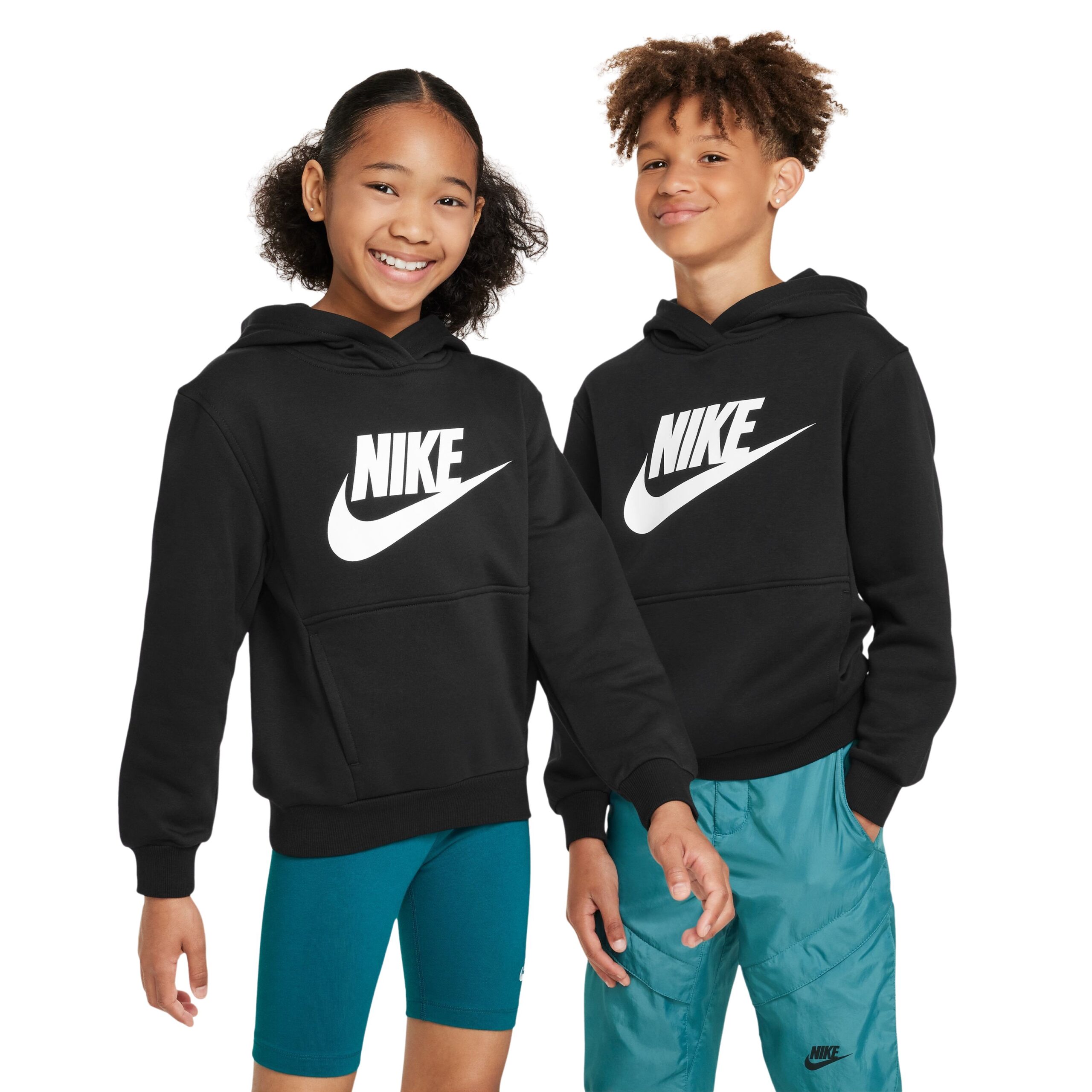 Nike Sportswear Club Big Logo Fleece Hoodie Kids Zwart Wit Nike Sportswear Club Big Logo Fleece Hoodie Kids Zwart Wit