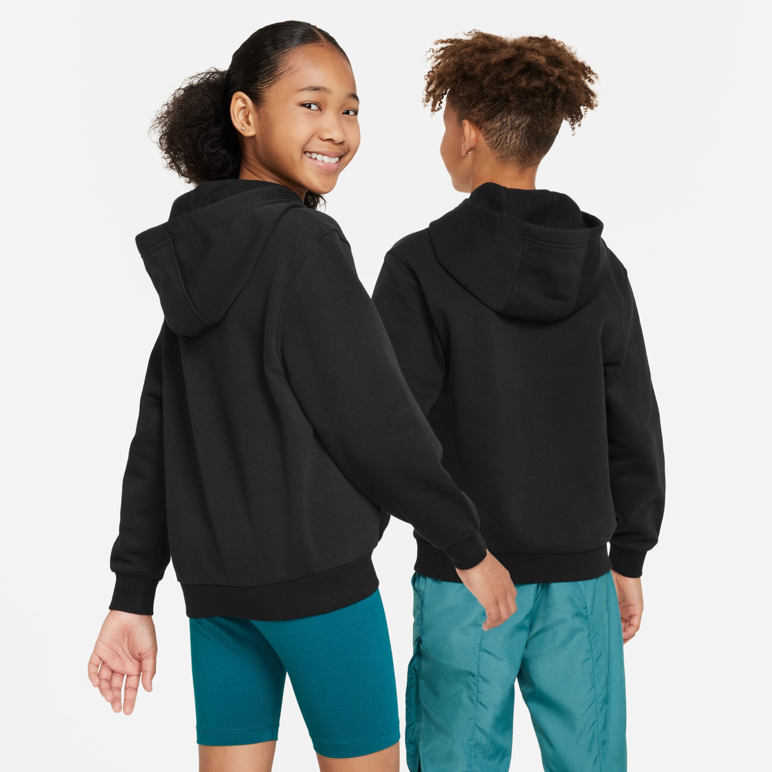 Nike Sportswear Club Big Logo Fleece Hoodie Kids Zwart Wit Nike Sportswear Club Big Logo Fleece Hoodie Kids Zwart Wit - Afbeelding 2